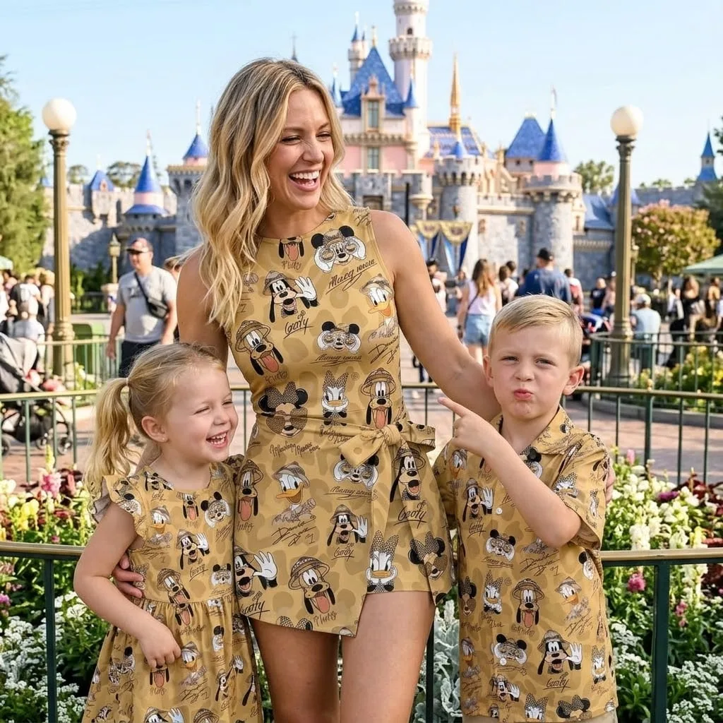 Mickey & Friends Family Matching Outfit, Vintage Mickey Minnie Donald Goofy Pluto Print Tennis & Skater Dress & Hawaiian Shirt, Mom Dad Kids Matching Clothing, Theme Park Vacation Out - Image 3