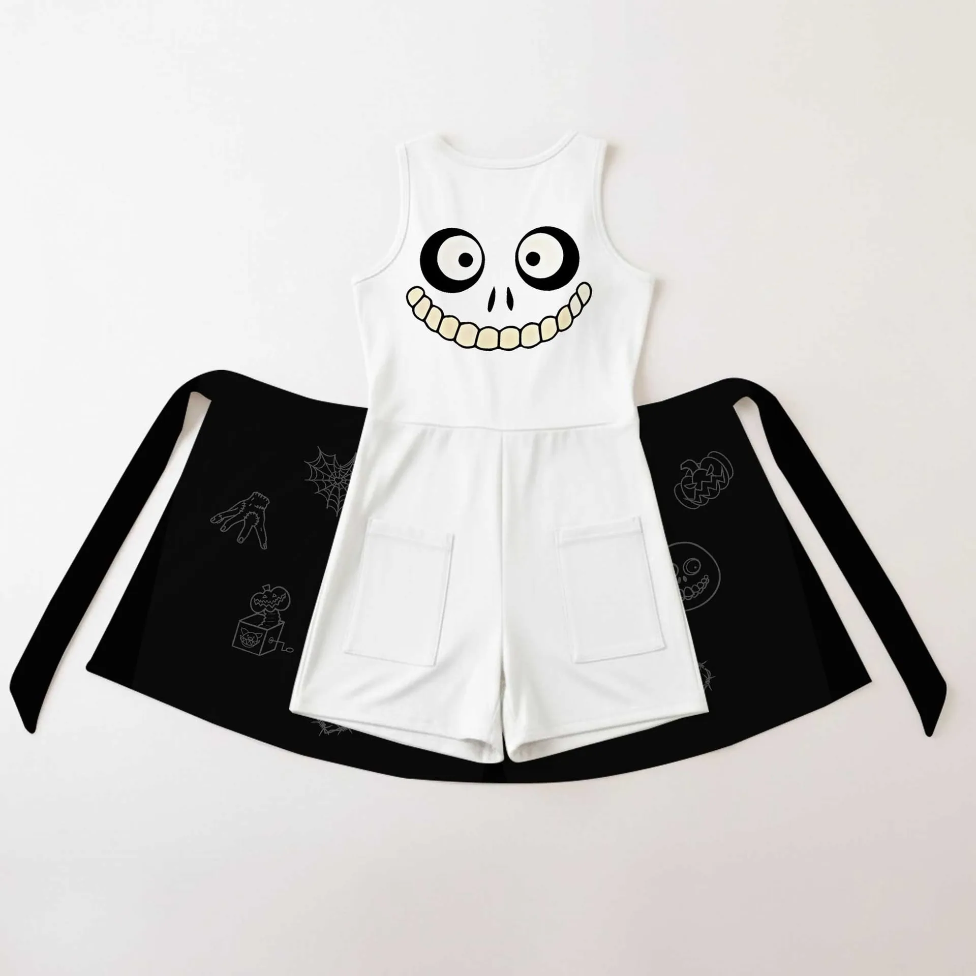 Mommy and Me Matching Outfit, Halloween Tennis Dress Set, Mother Daughter Matching Dresses, Skeleton Face Costume Outfit, Spooky Theme Park Vacation Wear - Image 2