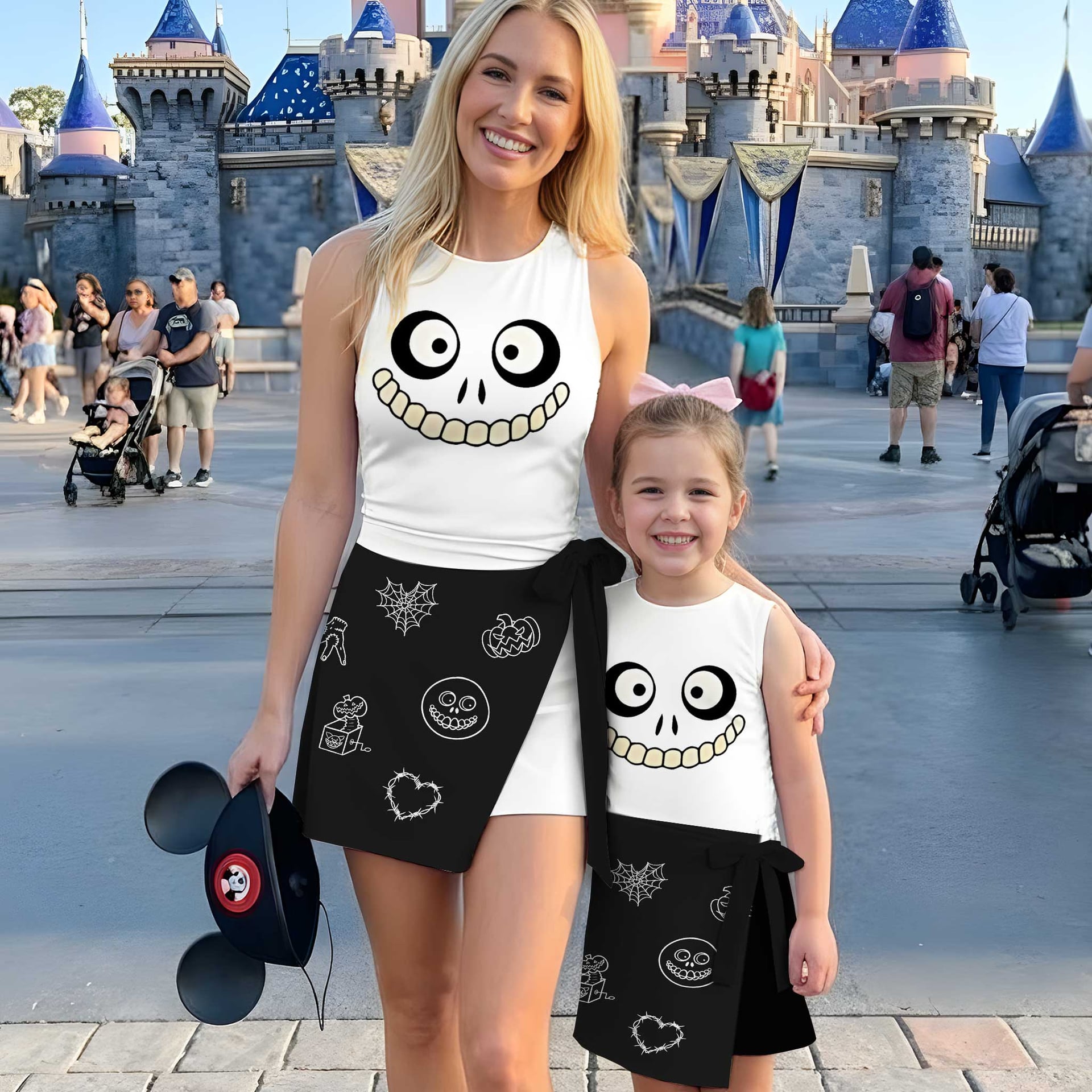 Jack Skellington Nightmare Before Christmas Tennis Dress, Black & White Pumpkin Spiderweb Print Dress, Women Halloween Outfit, Tim Burton Inspired Theme Park Vacation Clothing