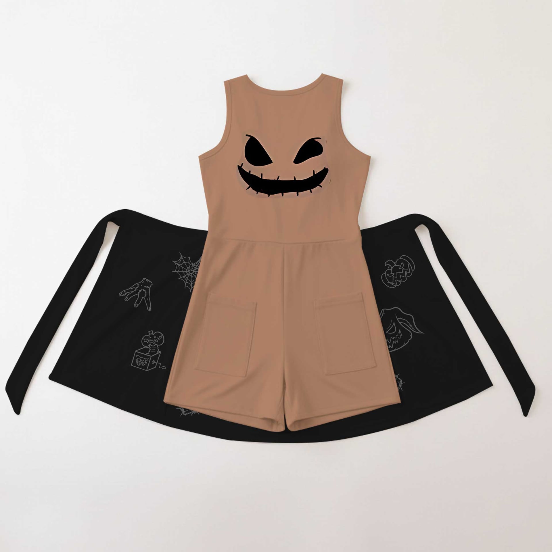 Oogie Boogie Nightmare Before Christmas Tennis Dress, Brown & Black Halloween Character Print Dress, Mother Daughter Matching Outfit, Tim Burton Inspired Theme Park Vacation Clothing - Image 2
