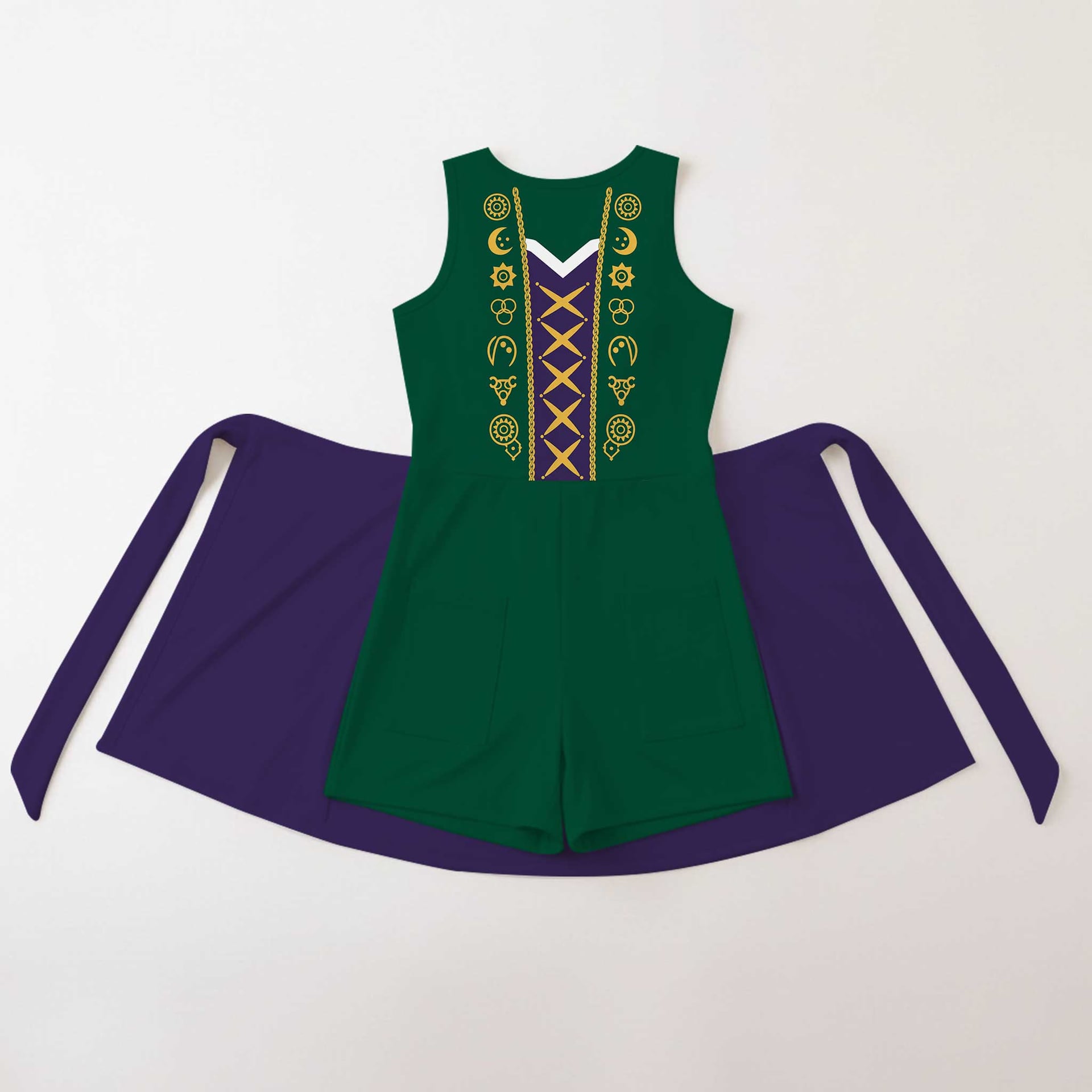 Hocus Pocus Winifred Sanderson Tennis Dress, Green & Purple Witch Costume Print Dress, Mother Daughter Matching Outfit, Halloween Inspired Theme Park Vacation Clothing - Image 2