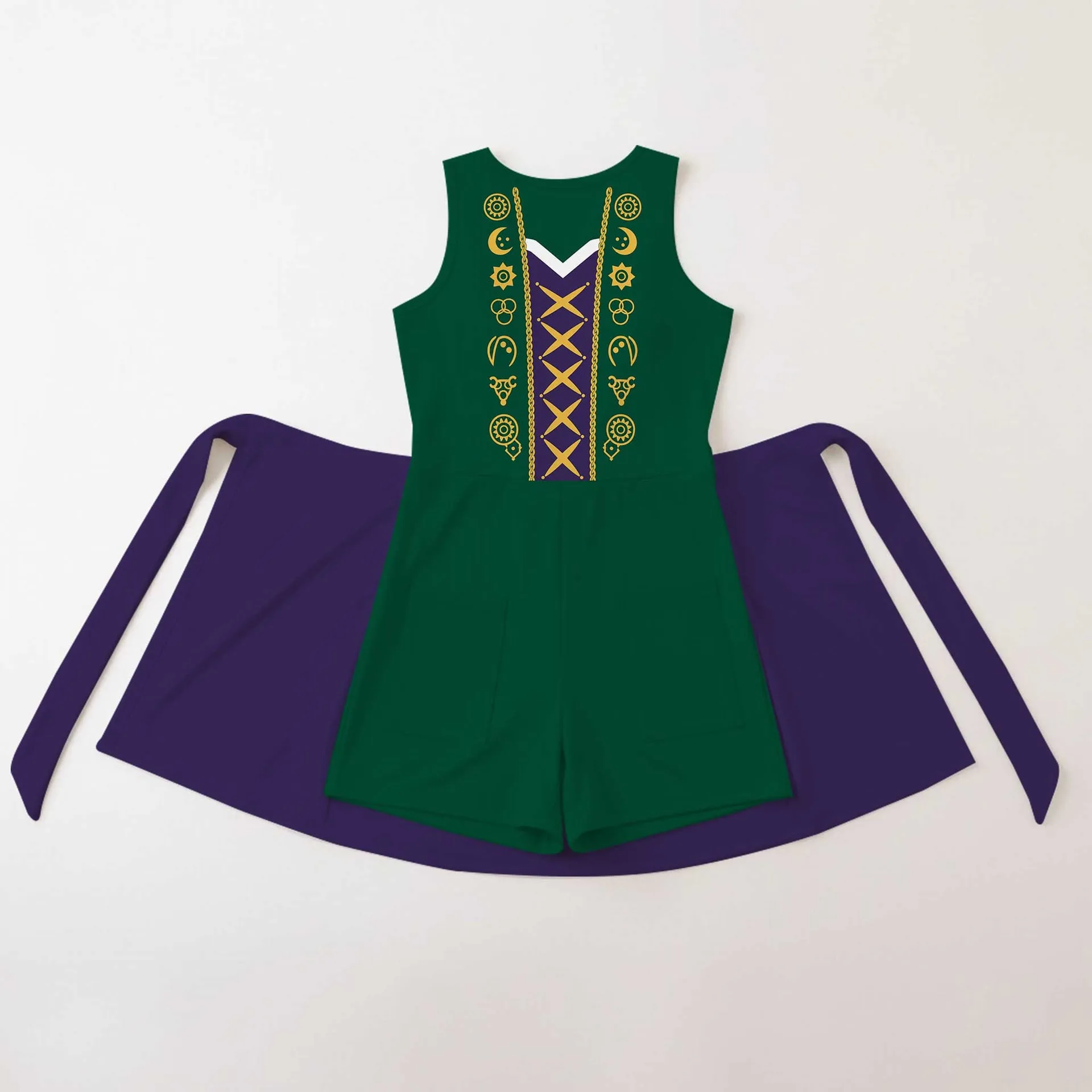Hocus Pocus Winifred Sanderson Tennis Dress, Green & Purple Witch Costume Print Dress, Mother Daughter Matching Outfit, Halloween Inspired Theme Park Vacation Clothing - Image 2