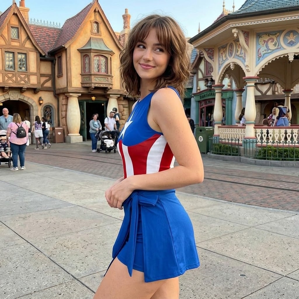 Captain America & Wonder Woman Tennis Dress, Superhero Red Blue Star Print Dress, Women Matching Outfit, Superhero Inspired Theme Park Vacation Clothing - Image 9