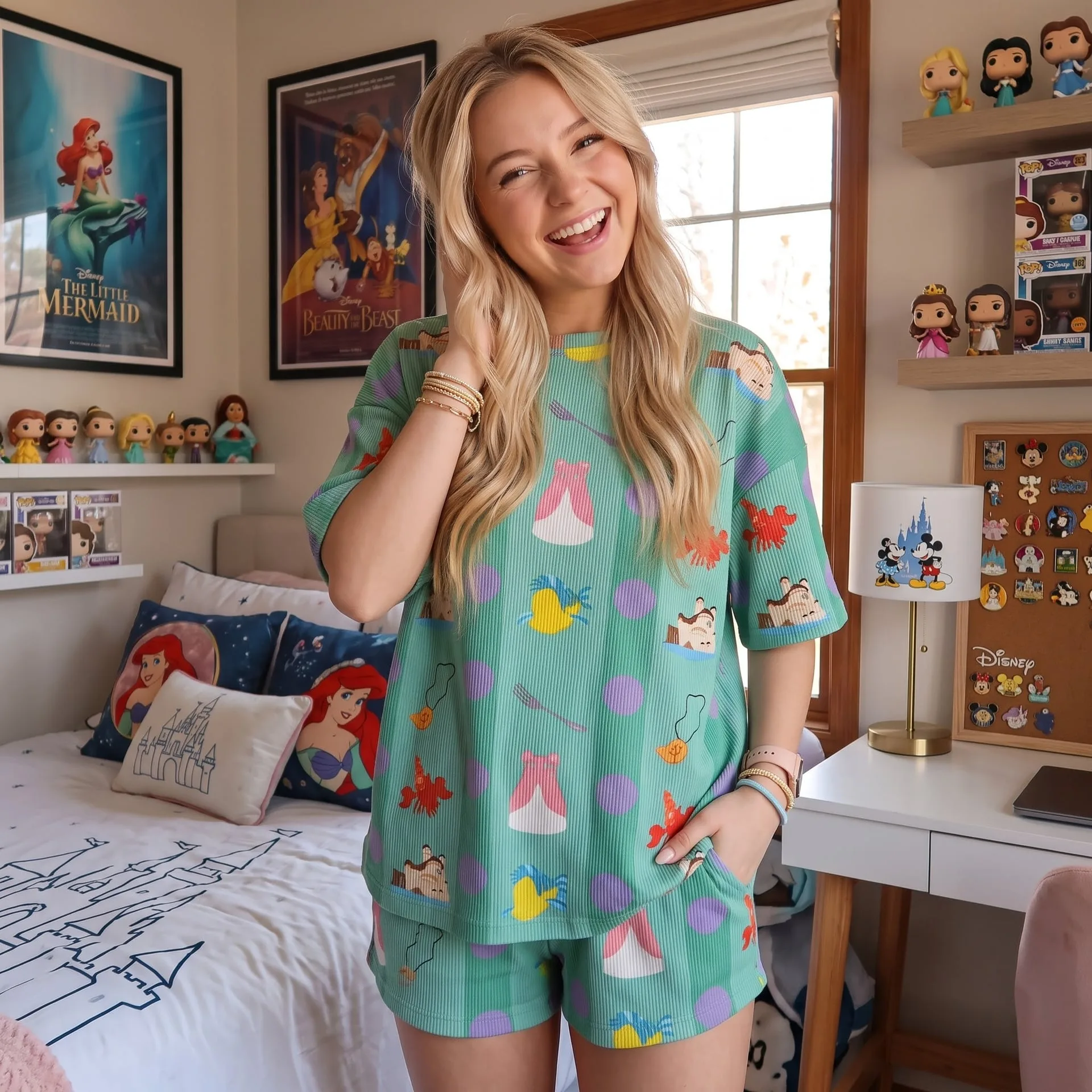 Mermaid Summer Loungewear Set, Under the Sea Cartoon Pajama Outfit, Matching Sleepwear for Mermaid Girls - Image 4