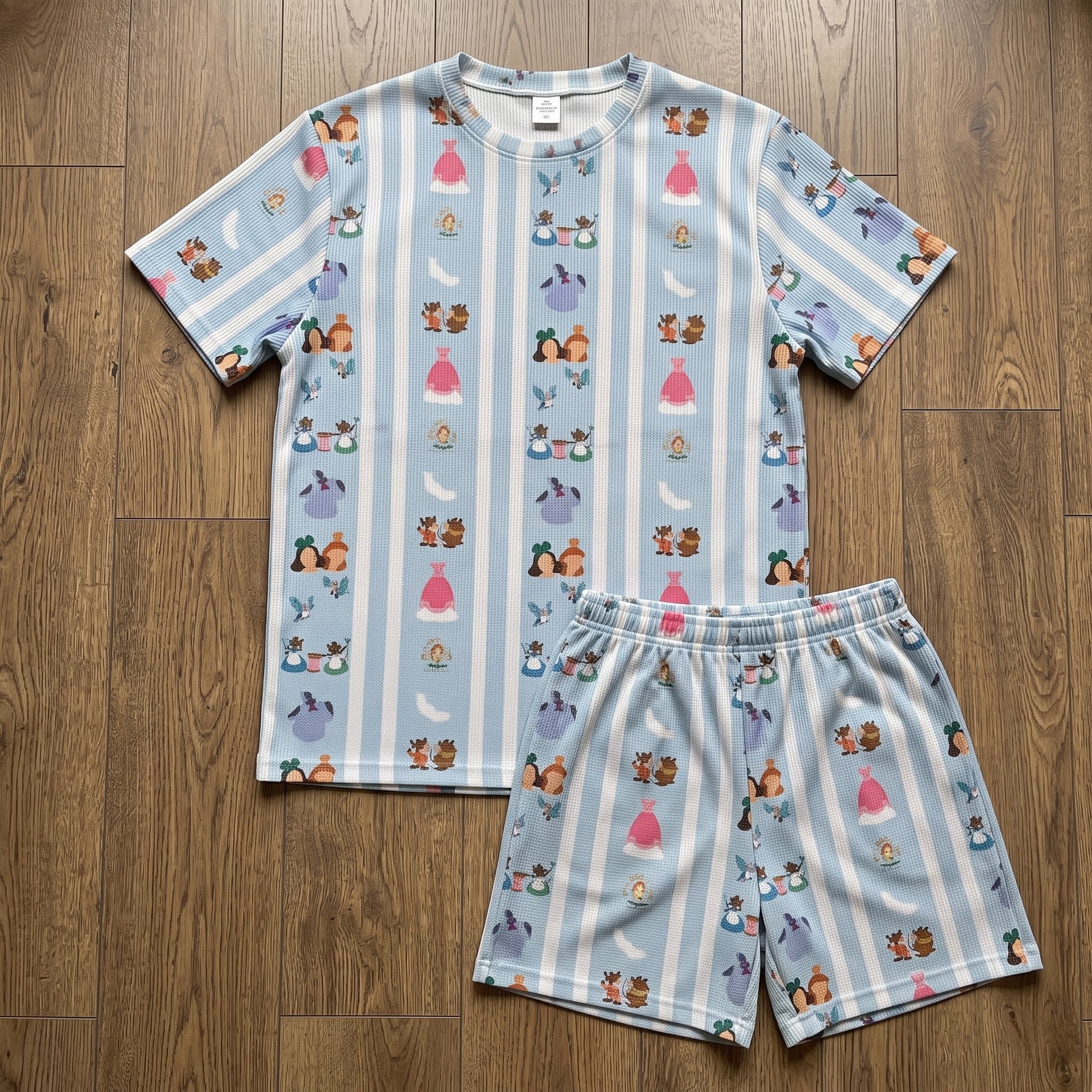 Princess Inspired Summer Loungewear Set, Cute Fairytale Cartoon Pajama Outfit Matching Sleepwear Gift for Princess Fans, Cozy Short Sleeve Top and Shorts Set