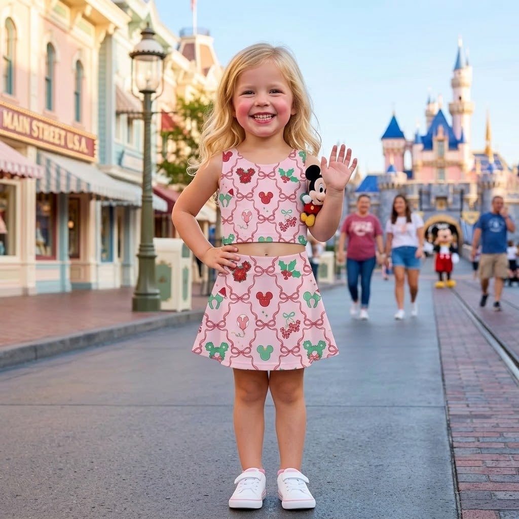 Mickey Inspired Mommy and Me Tennis Dress Set, Cute Pink Holiday Mouse Print Matching Outfit, Sleeveless Tennis Dress Set for Mom and Daughter, Disney Family Vacation Gift - Image 3