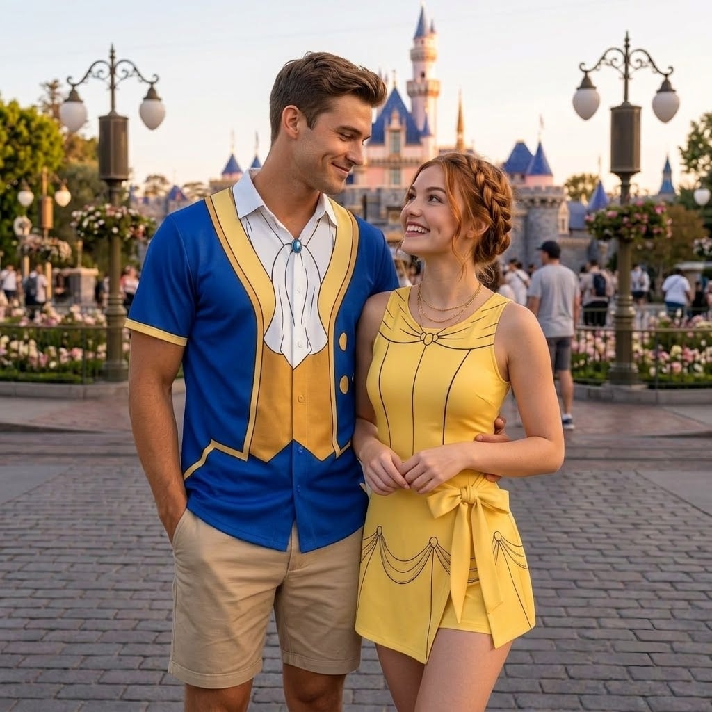 Beauty and the Beast Inspired Couples Matching Outfit, Prince and Belle Tennis Dress, Fairytale Disney Park Outfit, Romantic Vacation Gift for Him and Her