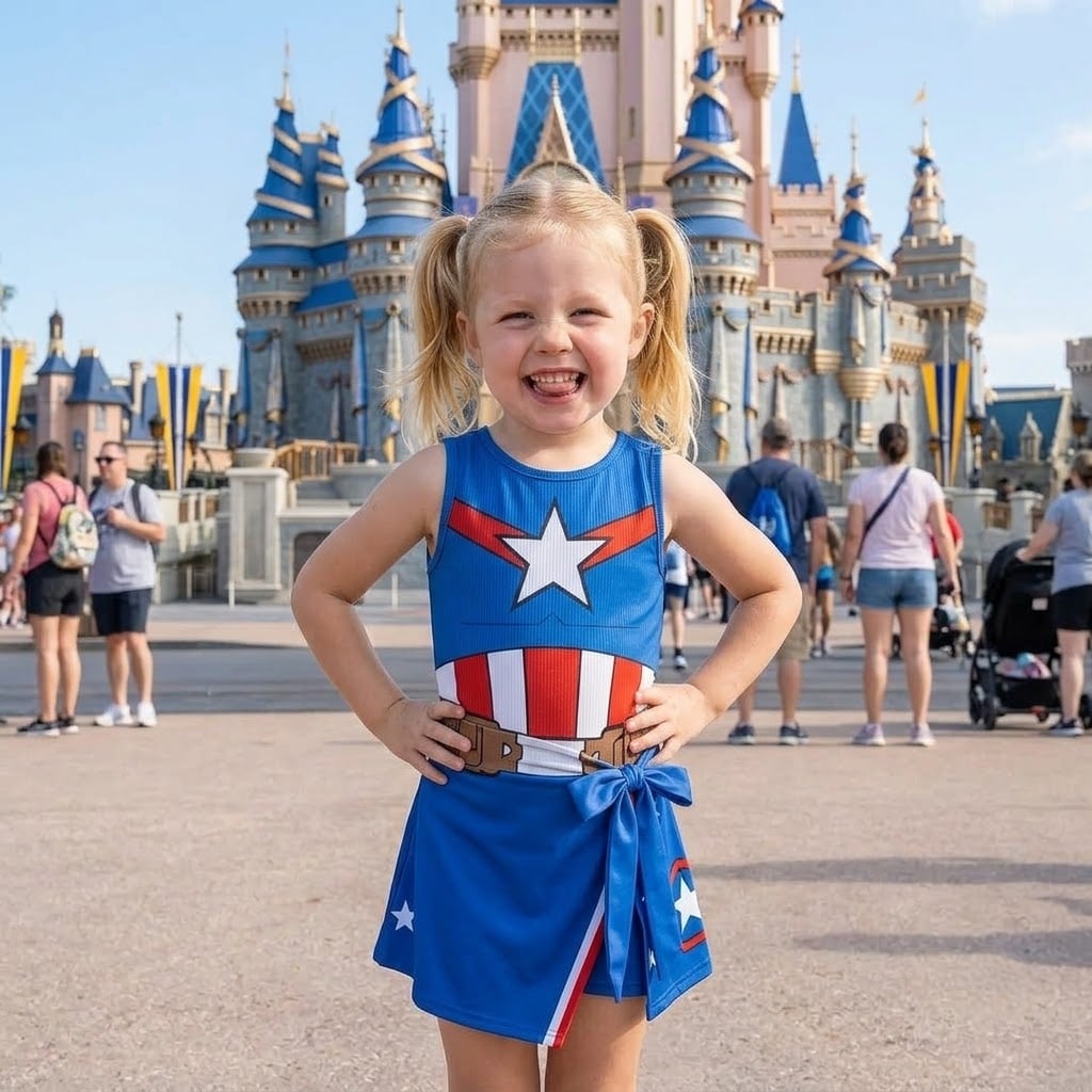 Captain America Inspired Mommy and Me Tennis Dress, Superhero Matching Outfit for Mom and Daughter, Patriotic Disney Park Outfit, Cute Family Vacation Gift - Image 3