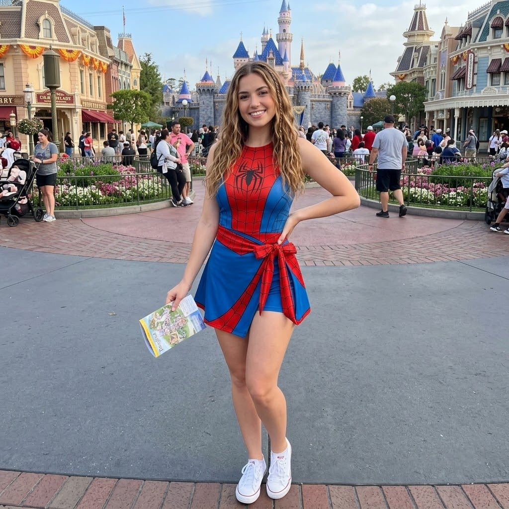Spider Man Inspired Tennis Dress Skirt, Superhero Web Costume Outfit, Red Blue Spider Theme Athletic Dress, Theme Park Halloween Gift for Women - Image 2