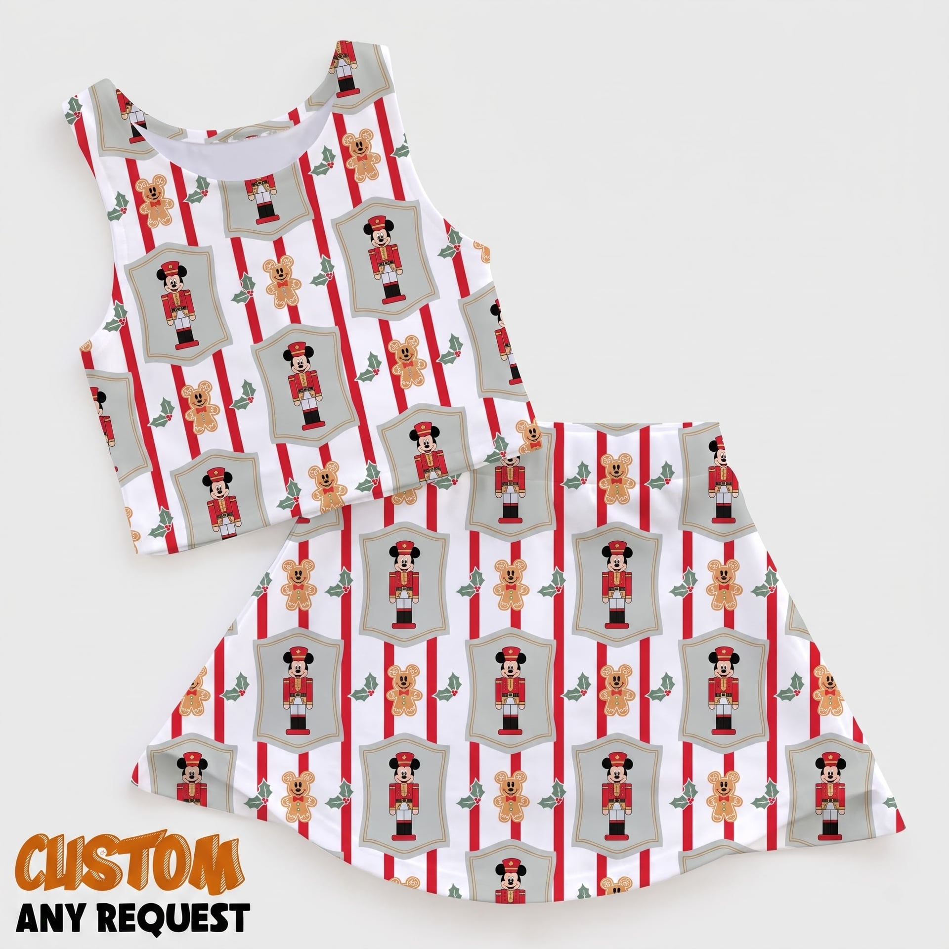 Christmas Nutcracker Inspired Dress Set, Mickey Gingerbread Holiday Outfit, Festive Toy Soldier Christmas Dress, Disney Park Vacation Gift for Women Girls