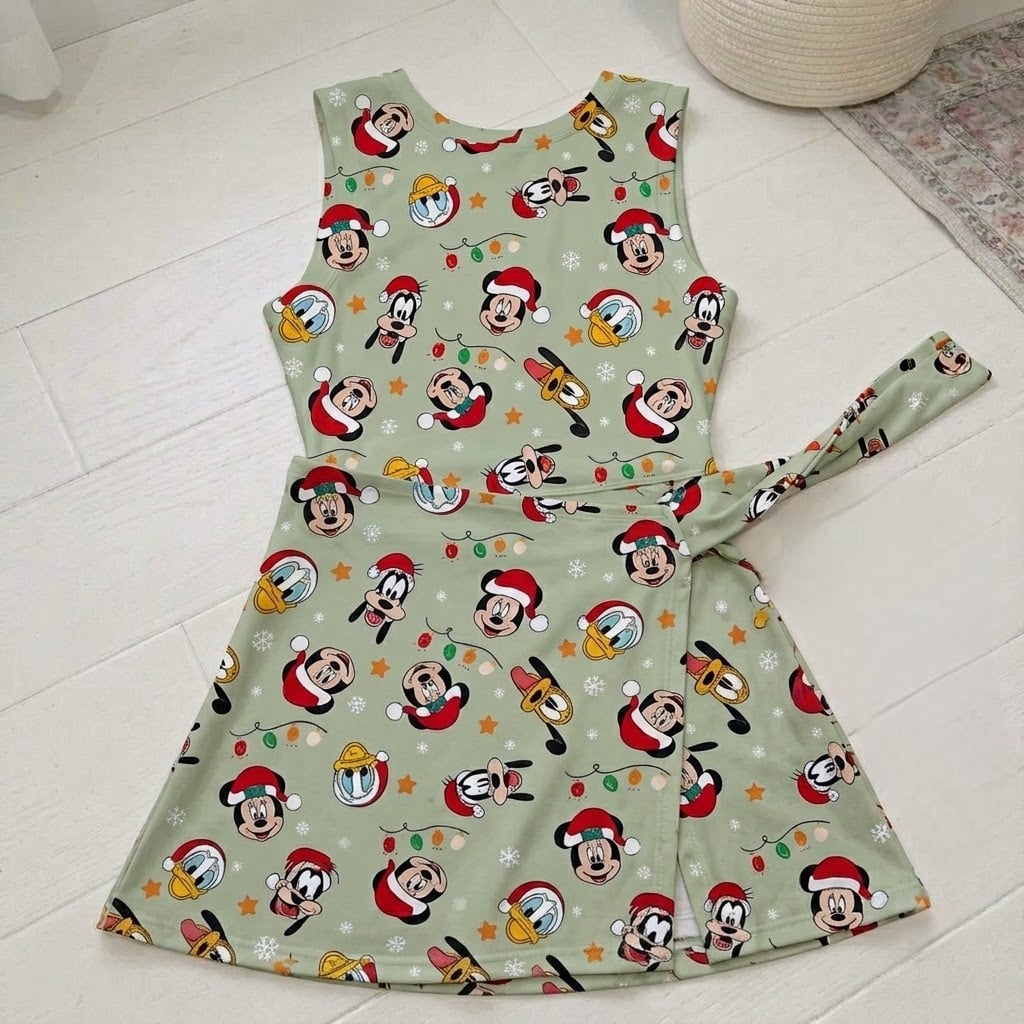 Christmas Mickey Inspired Tennis Dress Skirt, Mother Daughter Matching Outfit, Cute Holiday Character Print Dress, Disney Christmas Vacation Gift for Women Girls - Image 2