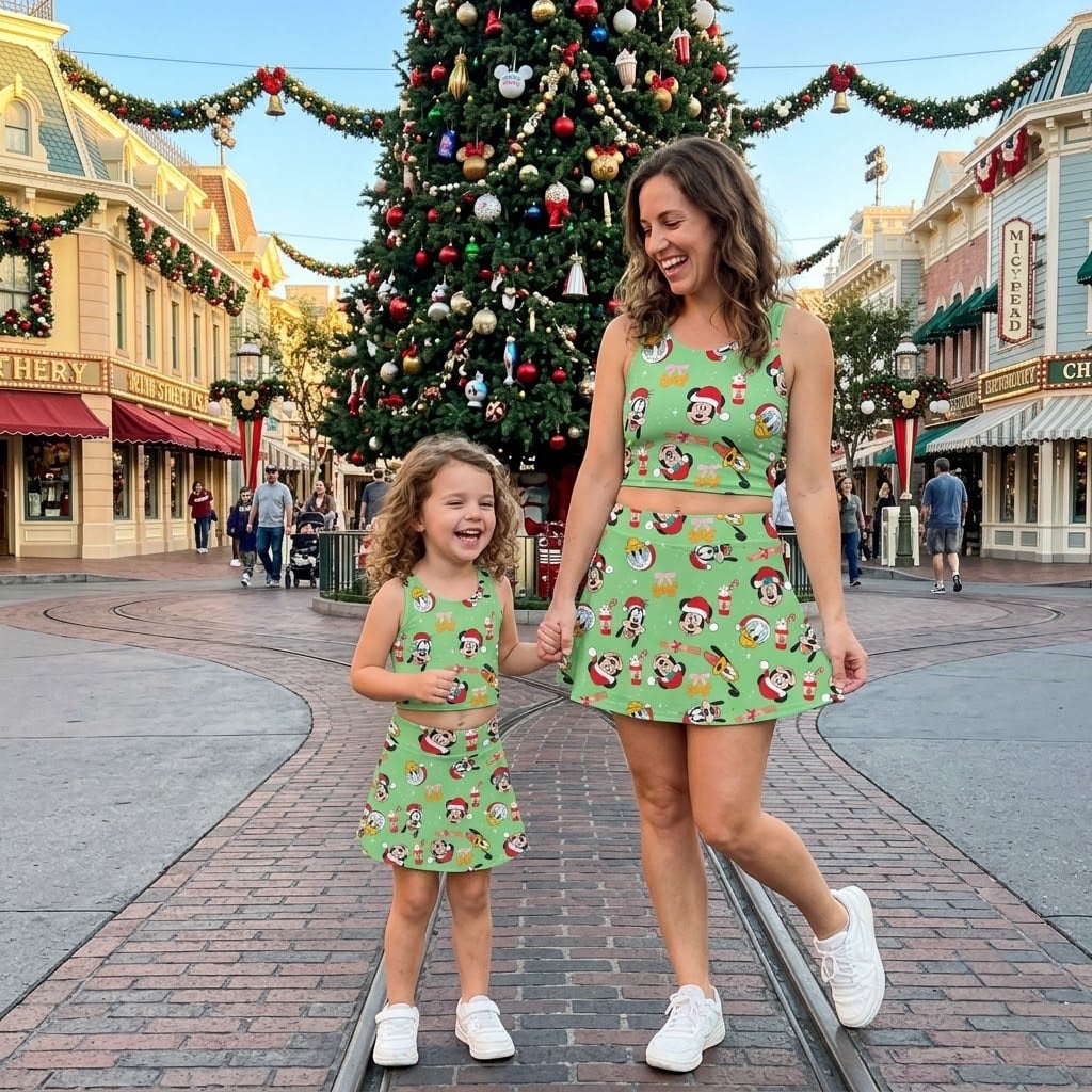 Christmas Mickey Inspired Tennis Dress Skirt, Green Holiday Character Print Outfit, Cute Christmas Vacation Dress for Women Girls, Festive Gift - Image 5