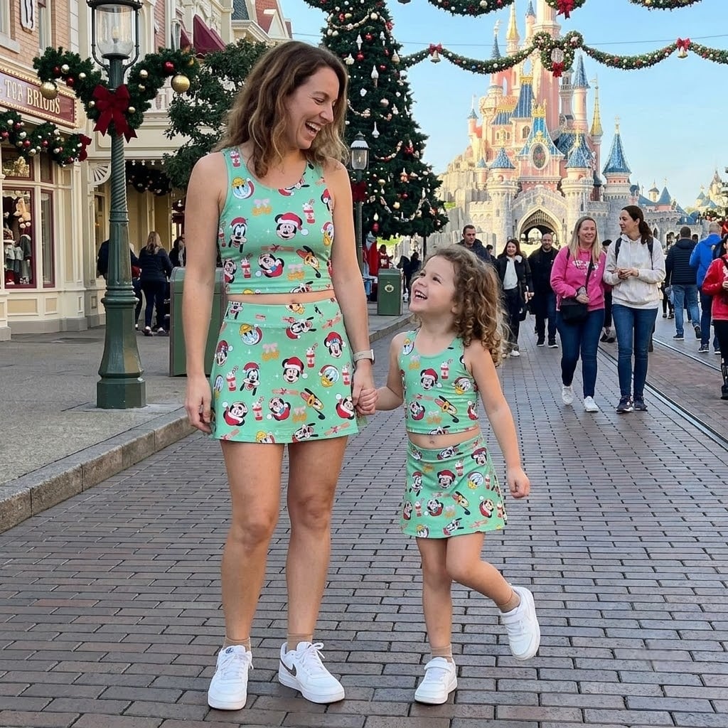 Christmas Mickey Inspired Tennis Dress Skirt, Green Holiday Character Print Outfit, Cute Christmas Vacation Dress for Women Girls, Festive Gift - Image 4