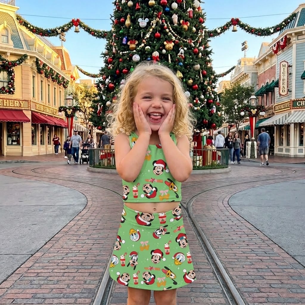Christmas Mickey Inspired Tennis Dress Skirt, Green Holiday Character Print Outfit, Cute Christmas Vacation Dress for Women Girls, Festive Gift - Image 2
