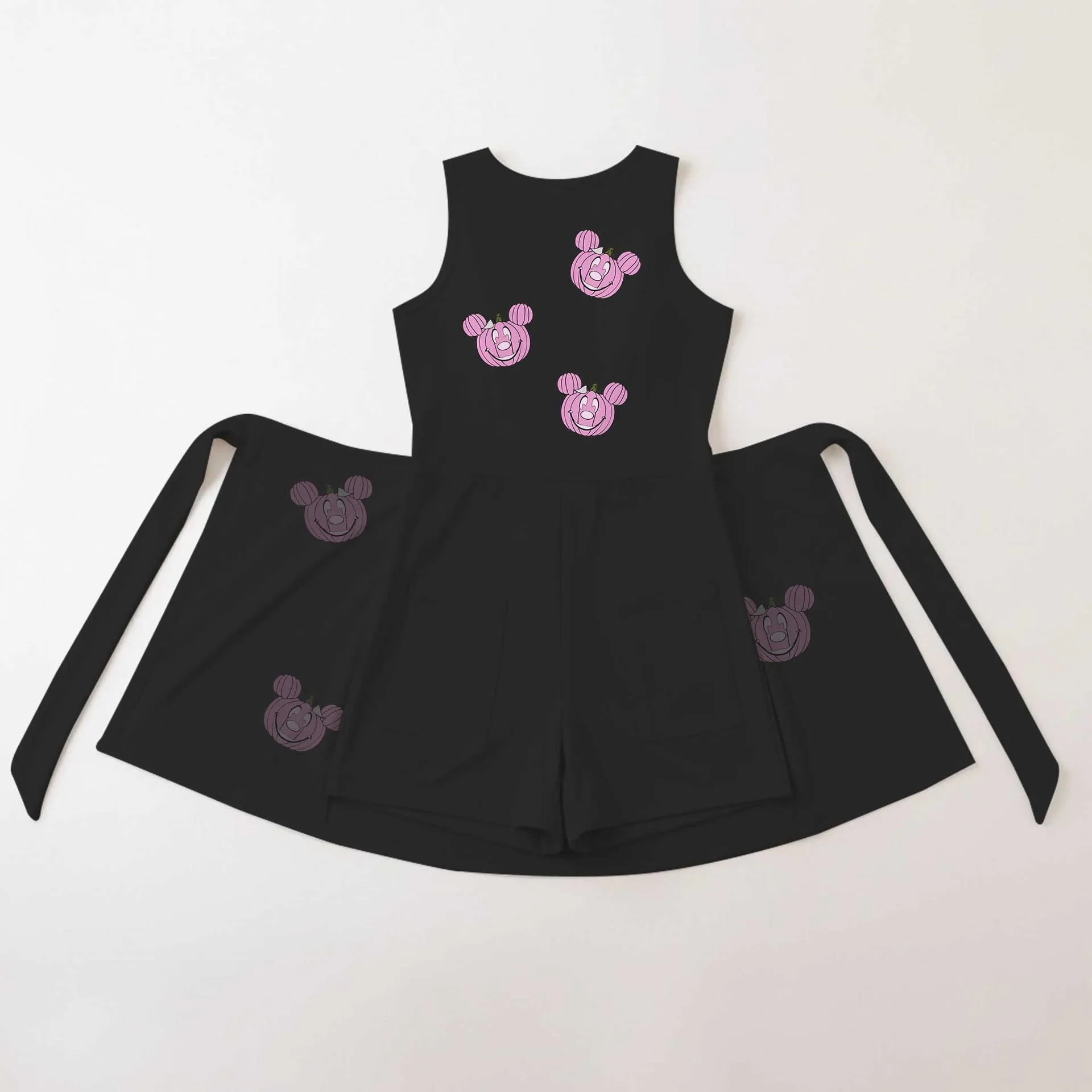 Pink Halloween Mickey Pumpkins Wrap Skort Dress, Mickey Halloween Matching Outfits, Mickey's Not So Scary Halloween Party Dress - Image 6