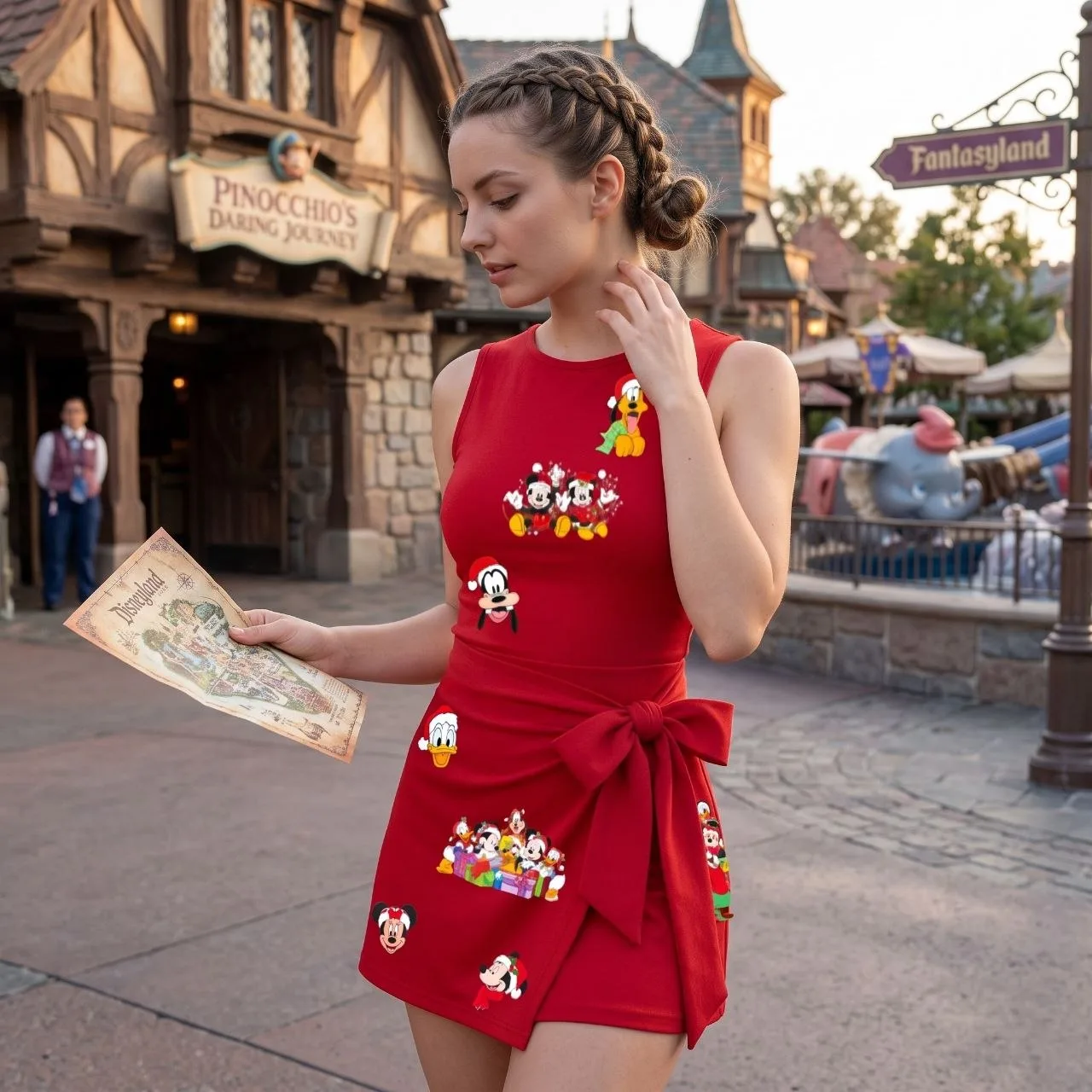 Mickey & Friends Christmas Red Tennis Dress, Holiday Christmas Character Dress, Magical Mickey and Friend Outfits - Image 2