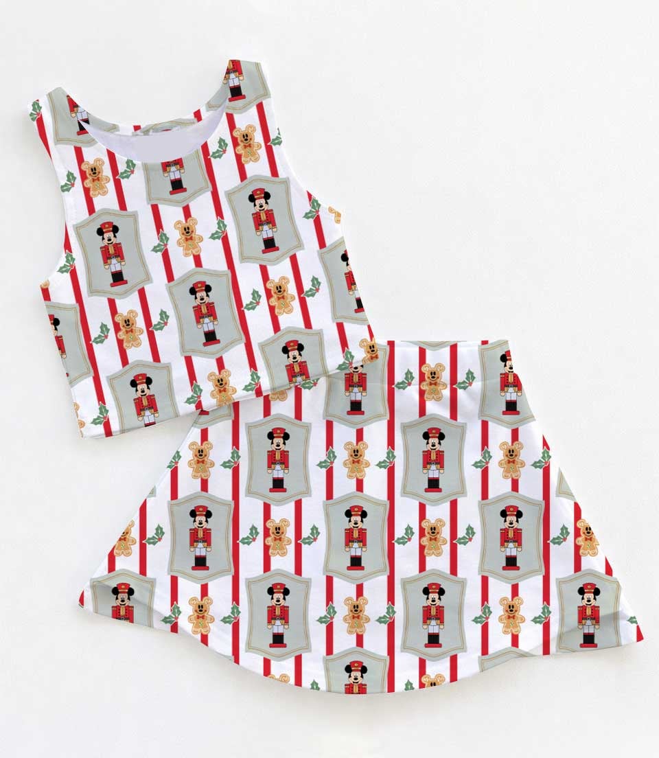 Christmas Mickey Nutcracker Inspired Dress Set, Christmas Holiday Character Print Outfit, Cute Christmas Vacation Dress for Women Girls