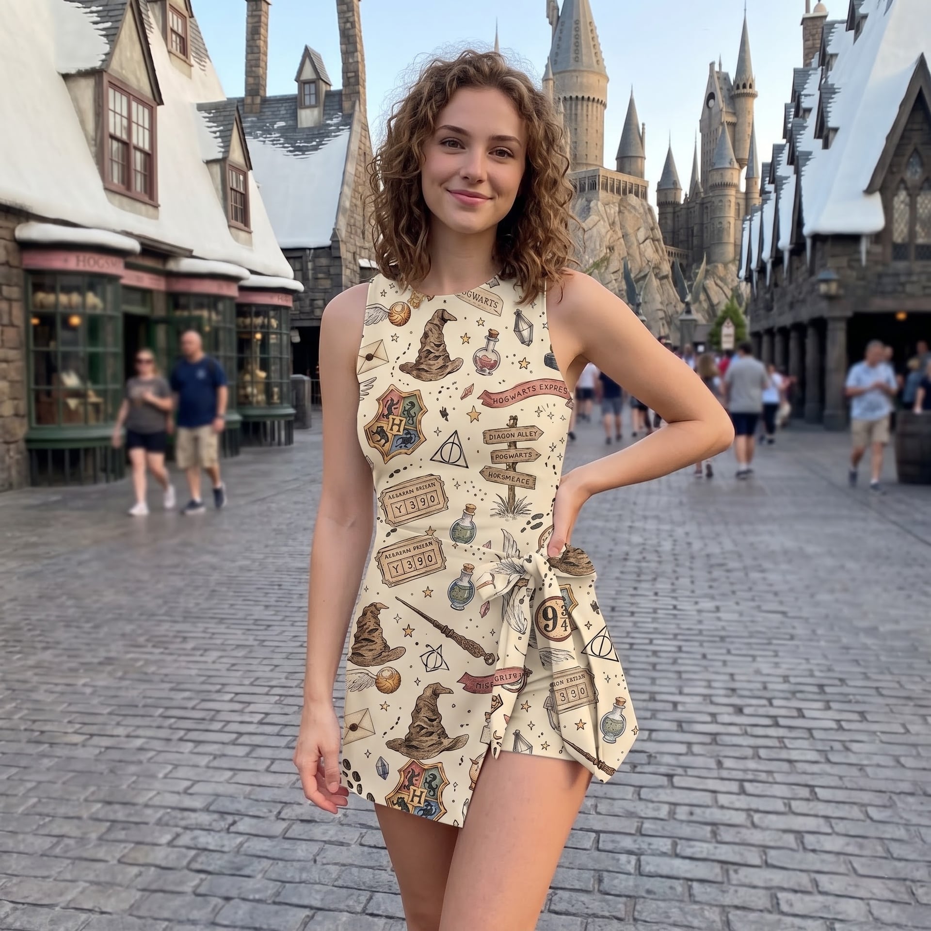Harry Potter Magic Tennis Dress Skirt, Wizard Hat Wand Star Pattern Magical Inspired Dress - Image 5