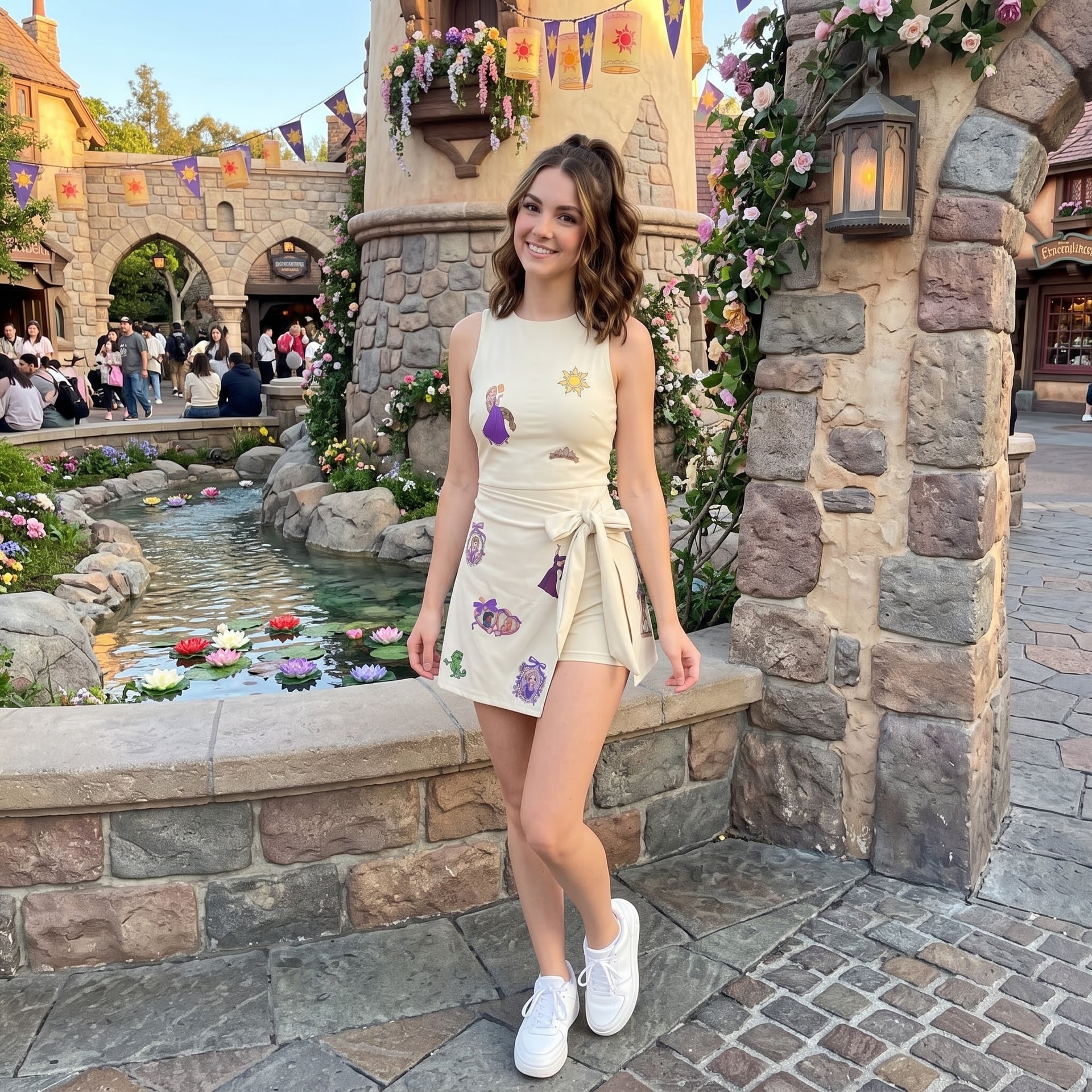 Disney Tangled Tennis Dress Skirt, Rapunzel Sun Crown Pascal Inspired Print Princess Dress - Image 3