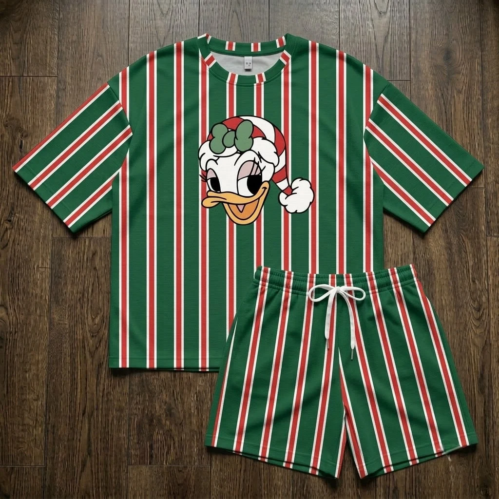 Mickey & Friends Group Loungewear Set, Blue Red Stripe Character Pajama Outfit, Cozy Heavyweight Set for Disney - Image 12