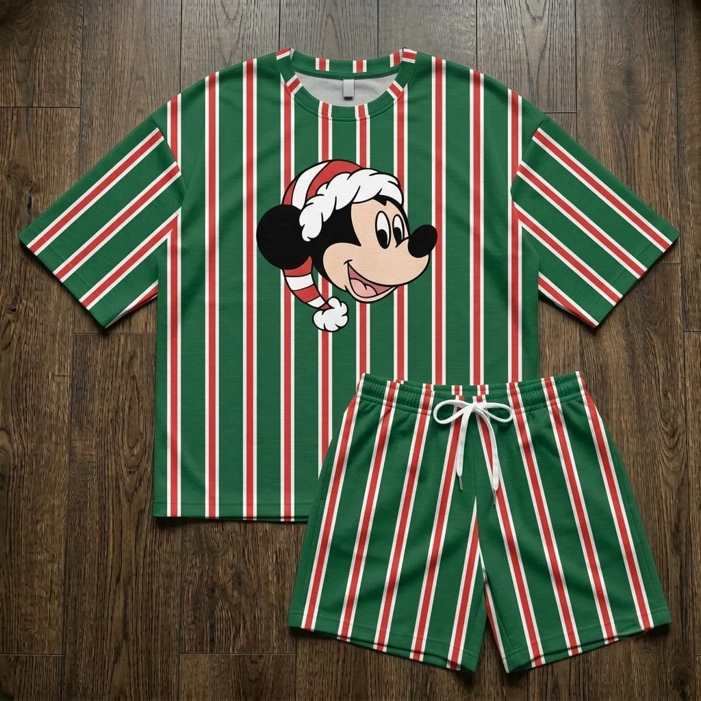 Mickey & Friends Group Loungewear Set, Blue Red Stripe Character Pajama Outfit, Cozy Heavyweight Set for Disney - Image 11