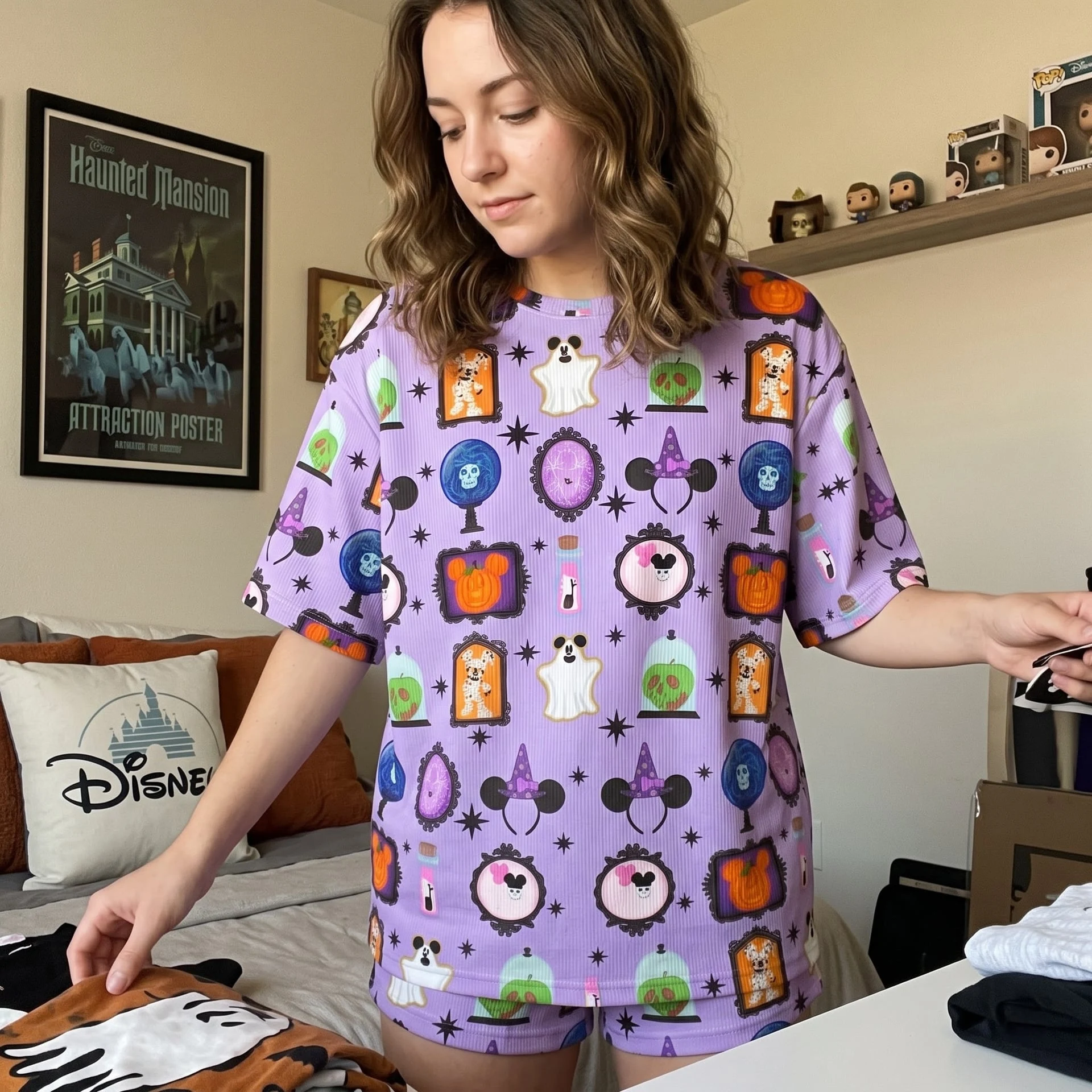 Mickey Halloween Waffle Loungewear Set, Haunted Pumpkin & Ghost Pajama Outfit, Spooky Heavyweight Set - Image 2