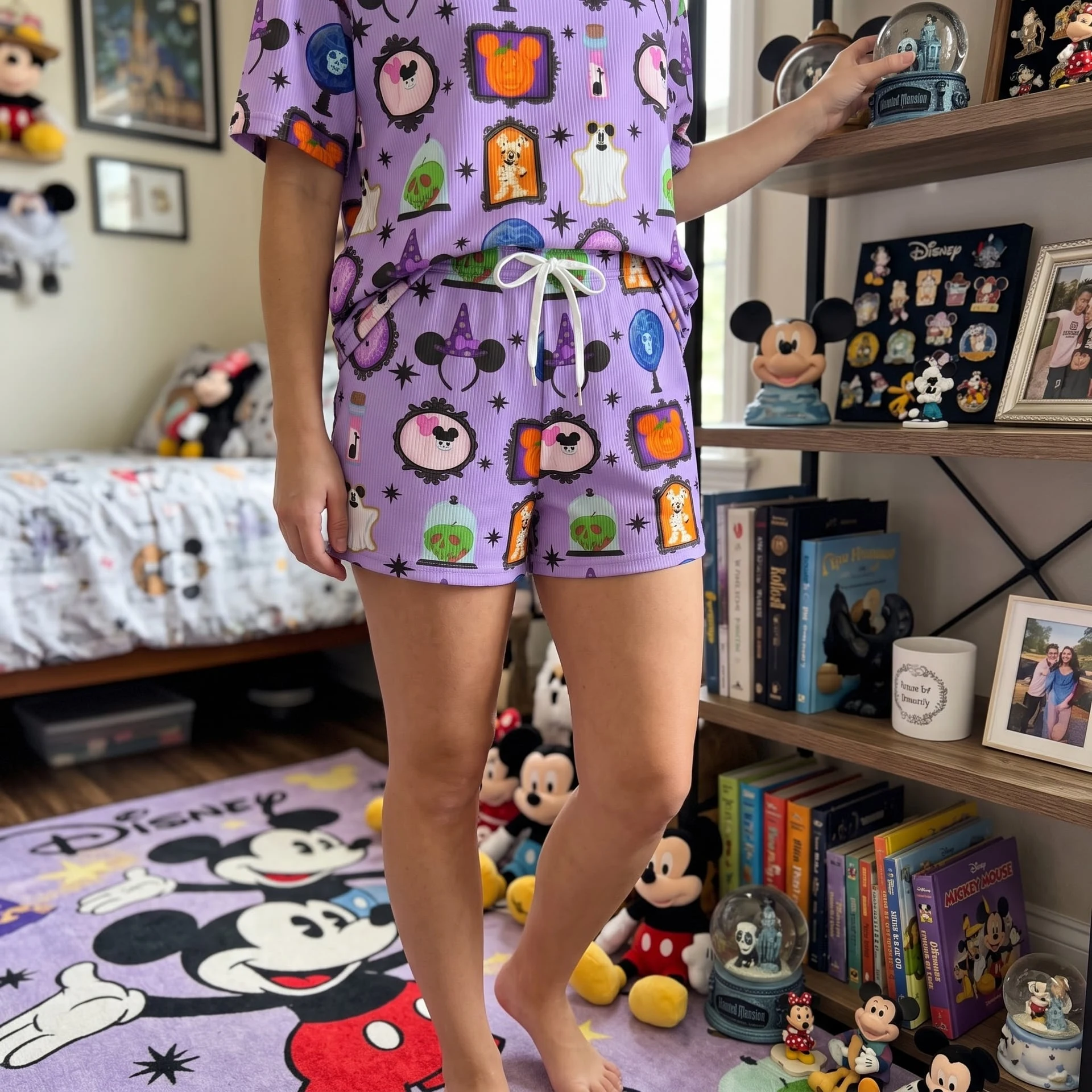 Mickey Halloween Waffle Loungewear Set, Haunted Pumpkin & Ghost Pajama Outfit, Spooky Heavyweight Set - Image 4