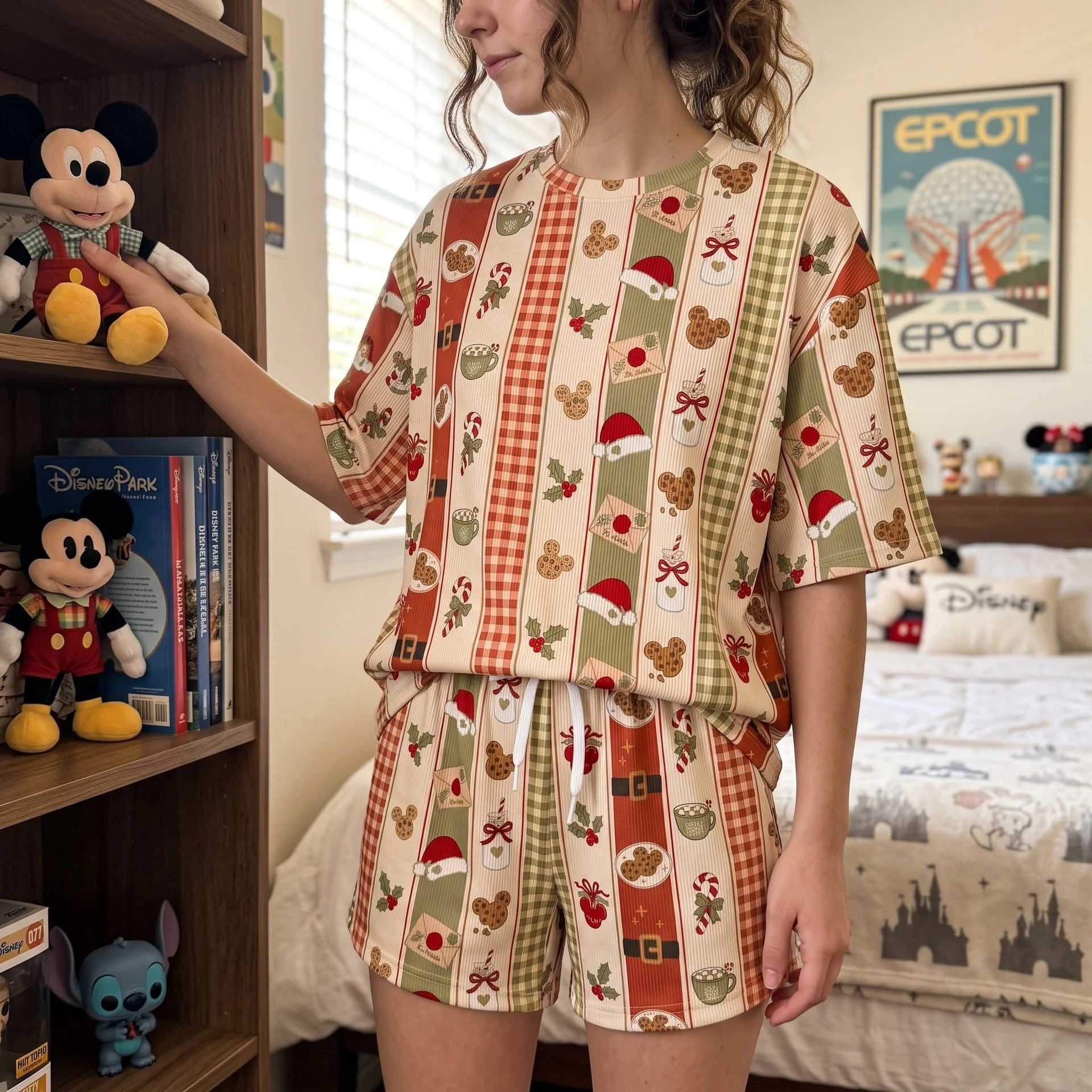 Mickey Christmas Waffle Loungewear Set, Holiday Cookies & Cocoa Pajama Outfit, Cozy Heavyweight Set - Image 4