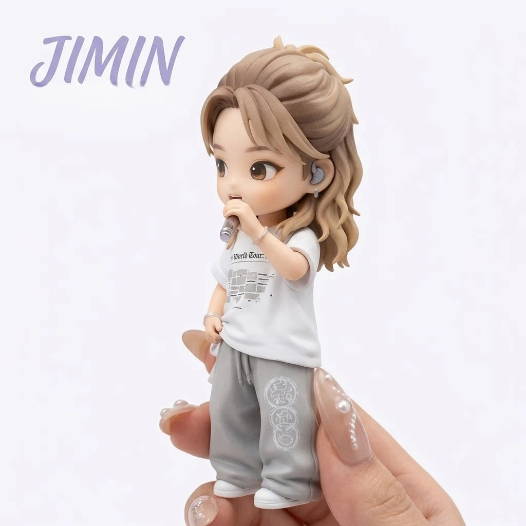 BTS Jimin World Tour Singer with Microphone Kpop Idol Custom Resin Pop Figure Doll