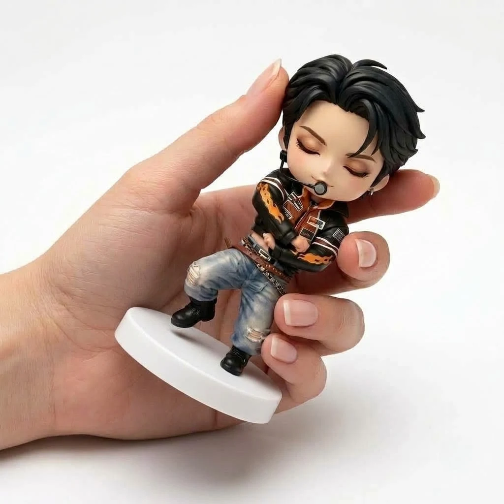 BTS Jungkook Black & Orange Outfit Kpop Idol Custom Resin Pop Figure Doll - Image 2
