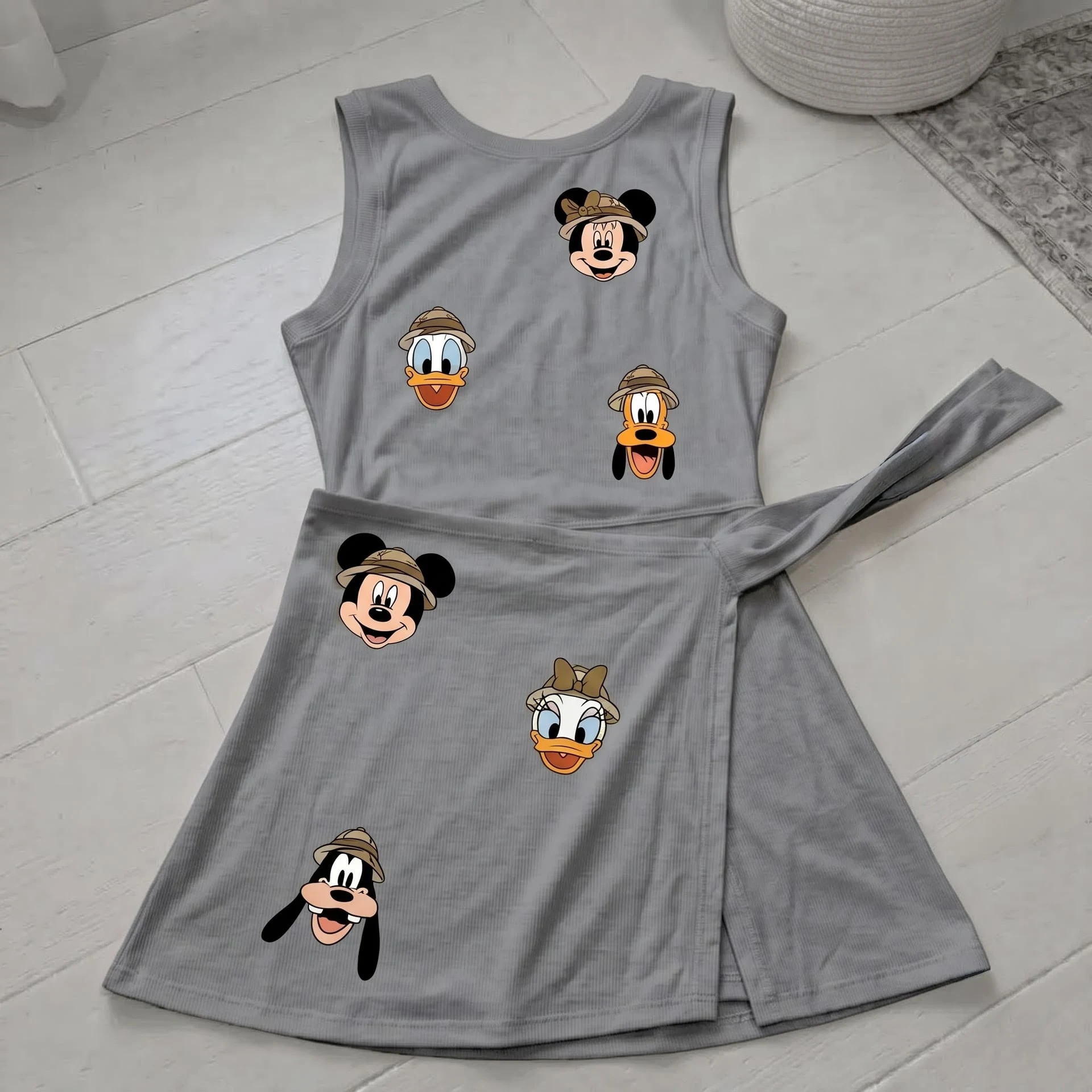 Mickey & Friends Safari Dress Skirt, Donald Daisy Goofy Character Print, Theme Park Vacation Outfit, Disney Family Gift - Image 2