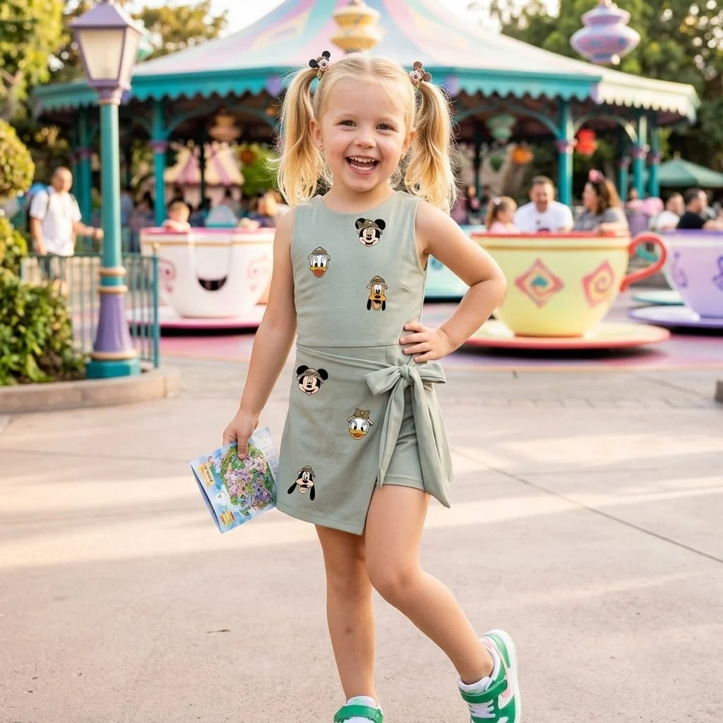 Mickey & Friends Safari Dress Skirt, Donald Daisy Goofy Character Print, Theme Park Vacation Outfit, Disney Family Gift - Image 4