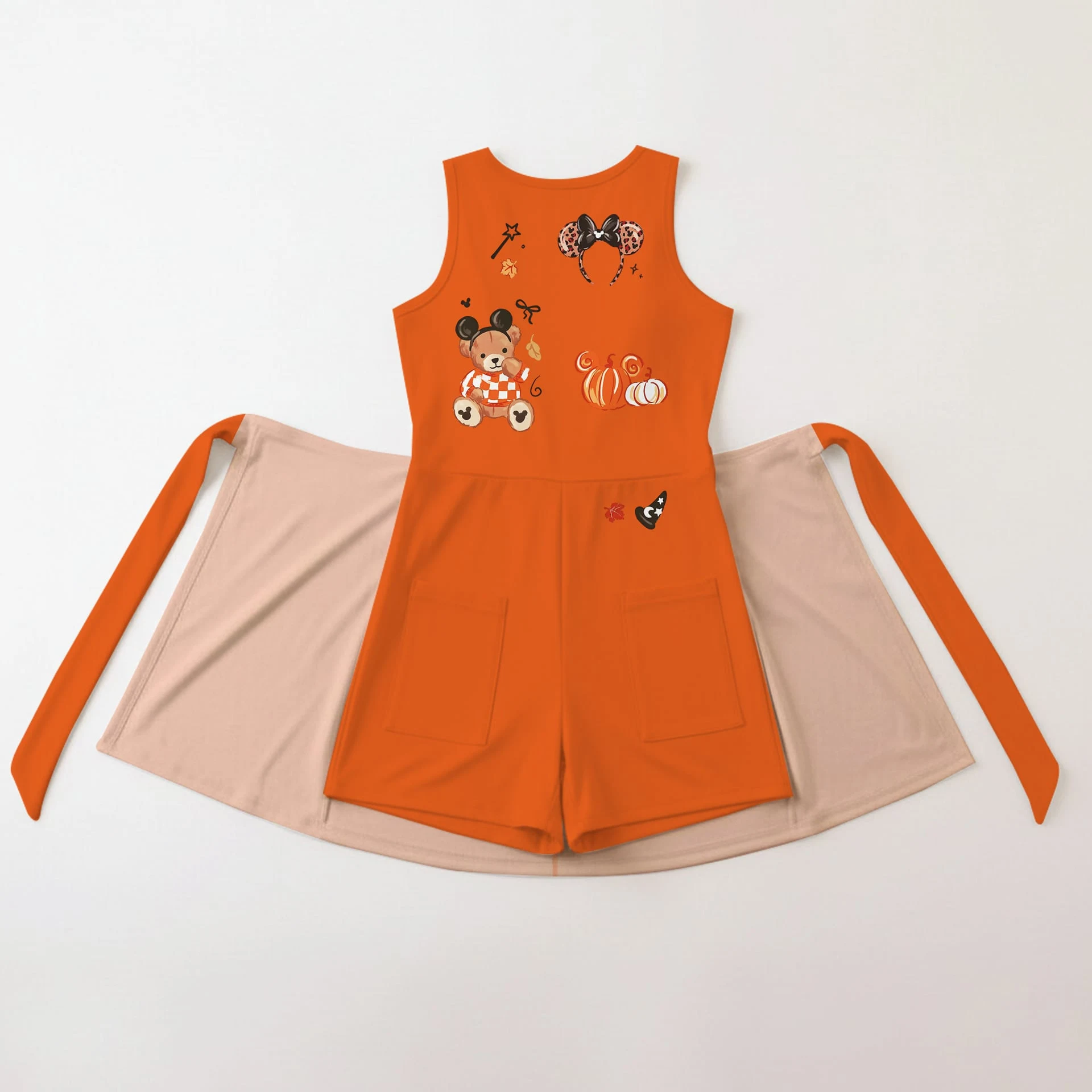 Mickey Fall Tennis Dress, Orange Pumpkin Teddy Bear, Leopard Minnie Ears & Magic Wand Print, Mommy and Me Matching Dress, Theme Park Outfit - Image 2