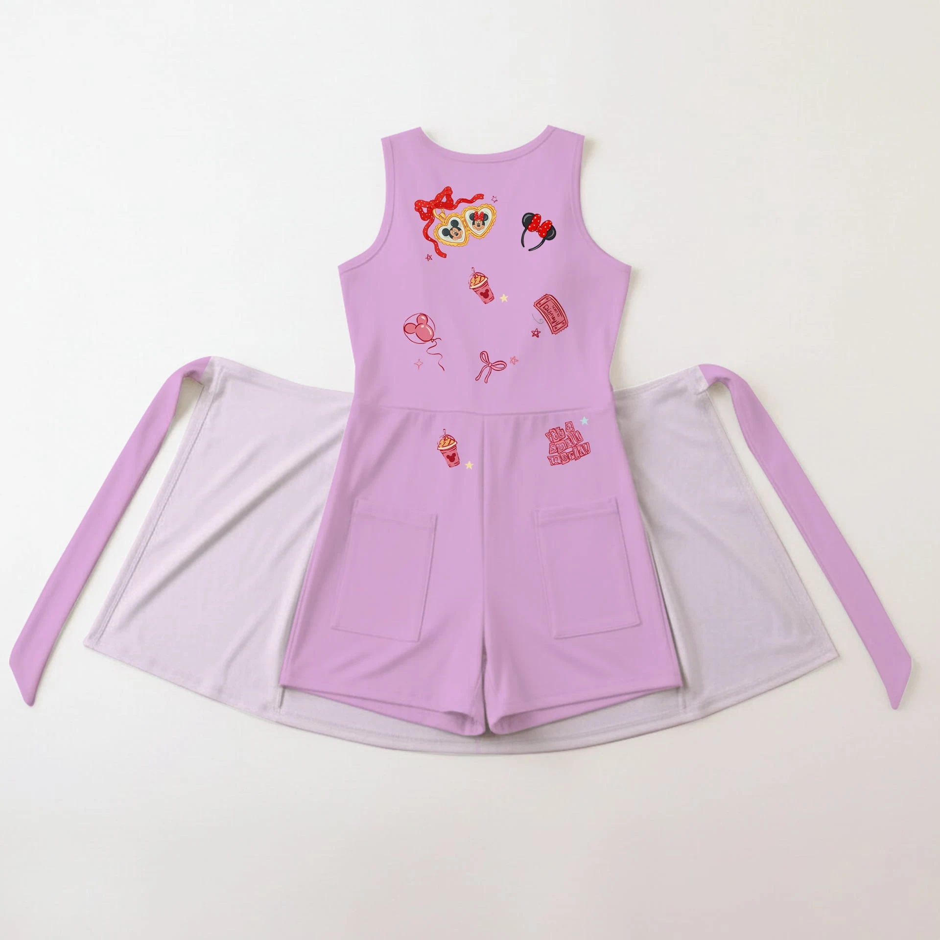 Mickey & Minnie Pink Tennis Dress, Bow Castle & Park Icon Print, Mommy and Me Matching Outfit, Theme Park Vacation Wear, Disney Lover Gift - Image 2