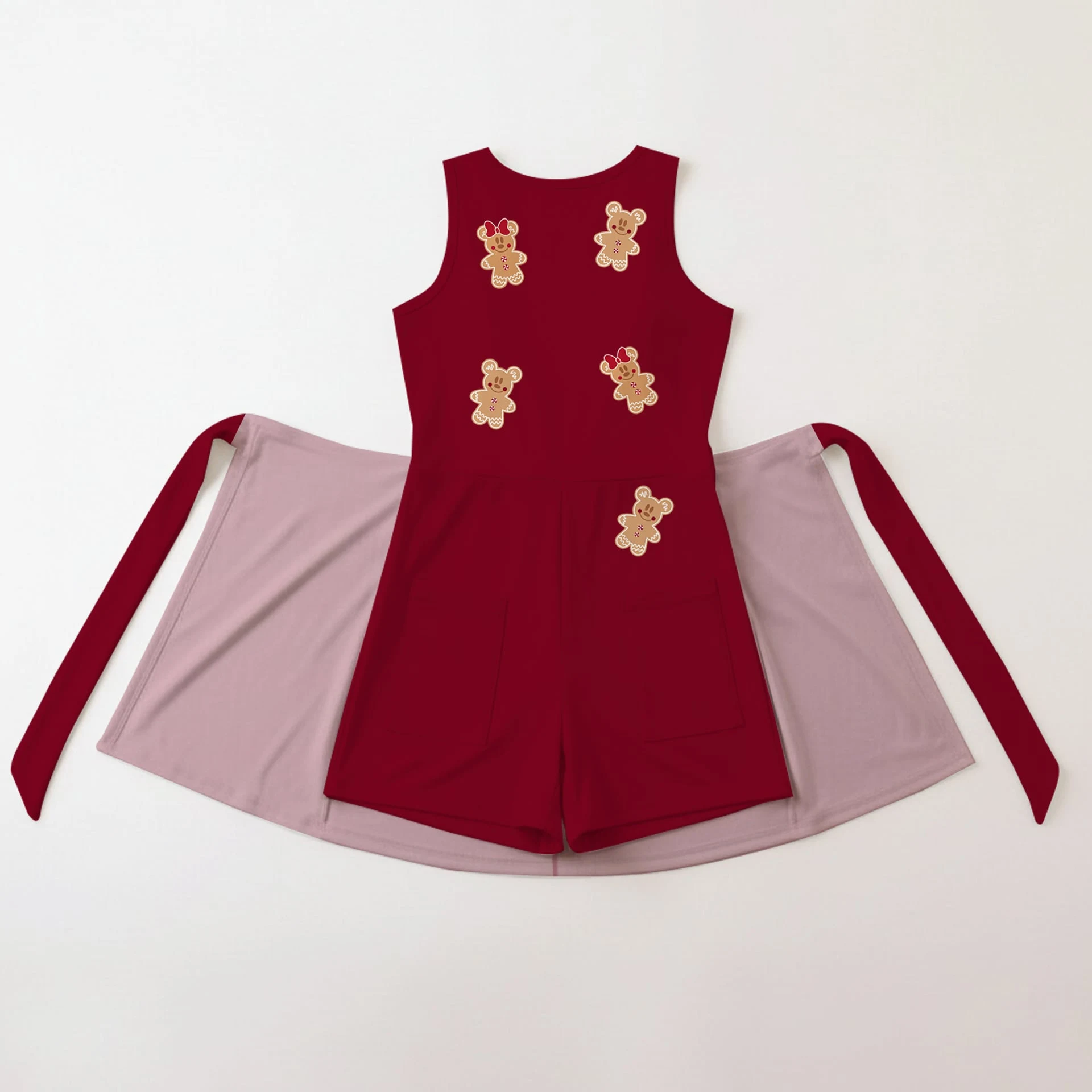 Gingerbread Mickey & Minnie Christmas Tennis Dress, Red Holiday Character Print, Mommy and Me Theme Park Outfit, Christmas Family Gift - Image 2