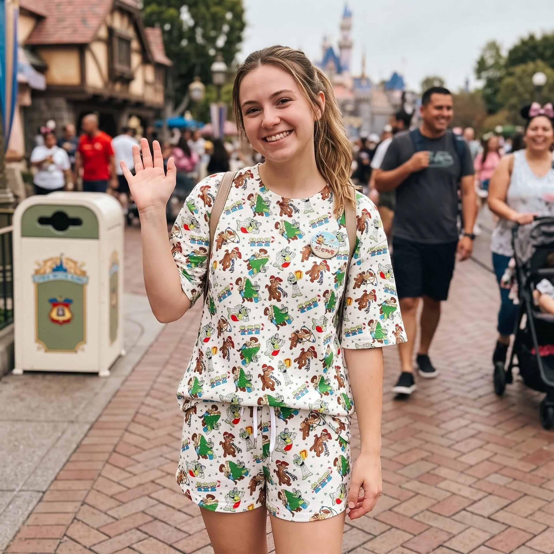 Toy Story Christmas Waffle Loungewear Set, Woody Buzz Lightyear Jessie Rex & Holiday Gift Print Pajama Outfit, Cozy Short Sleeve Shirt and Shorts Set - Image 3