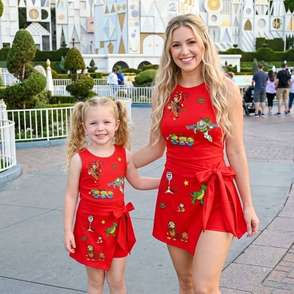 Toy Story Red Tennis Dress, Woody Buzz Lightyear Rex Forky Slinky Dog & Alien Character Print Wrap Skort Dress, Disney Park Outfit