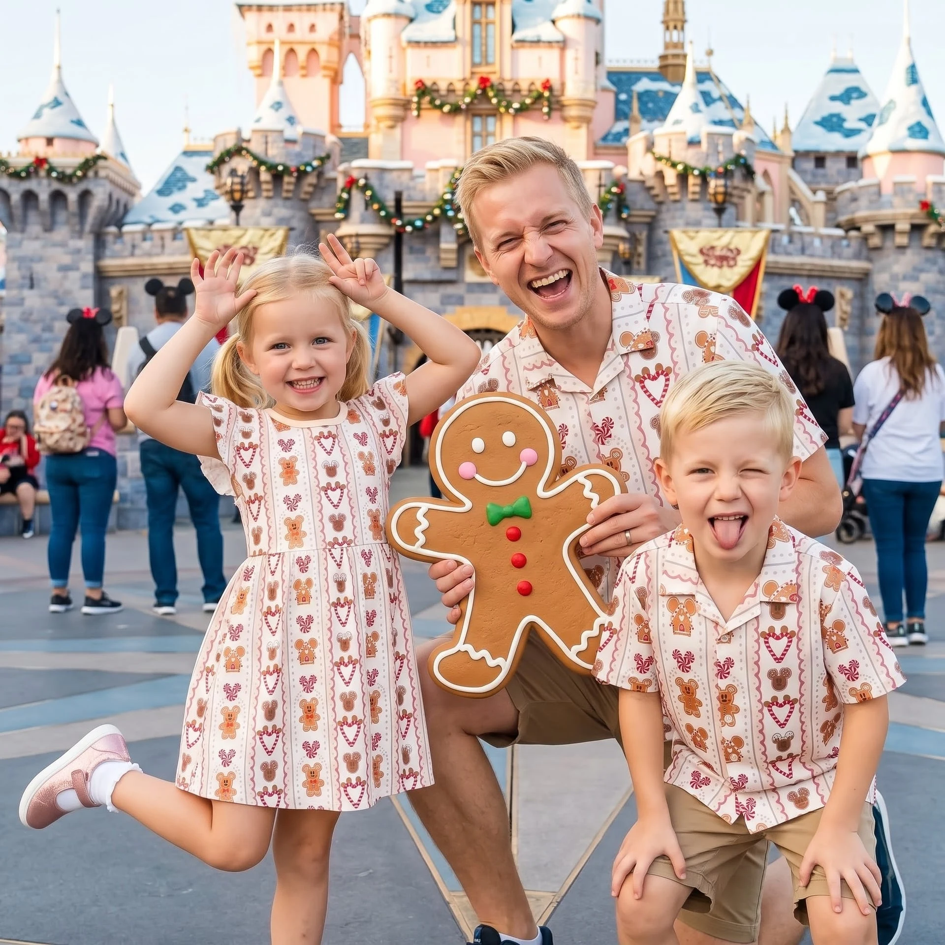 Disney Gingerbread Christmas Family Matching Outfit, Holiday Gingerbread Mickey Inspired Dress & Shirt Set, Family Theme Park Outfit - Image 2
