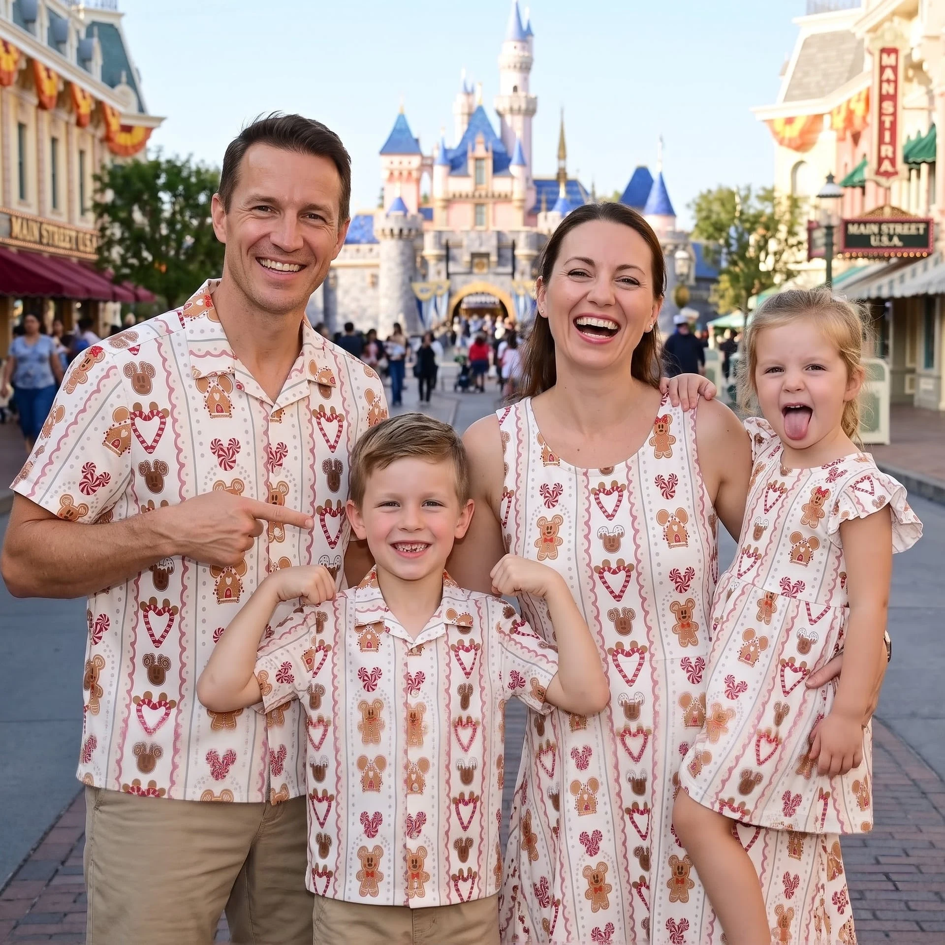 Disney Gingerbread Christmas Family Matching Outfit, Holiday Gingerbread Mickey Inspired Dress & Shirt Set, Family Theme Park Outfit