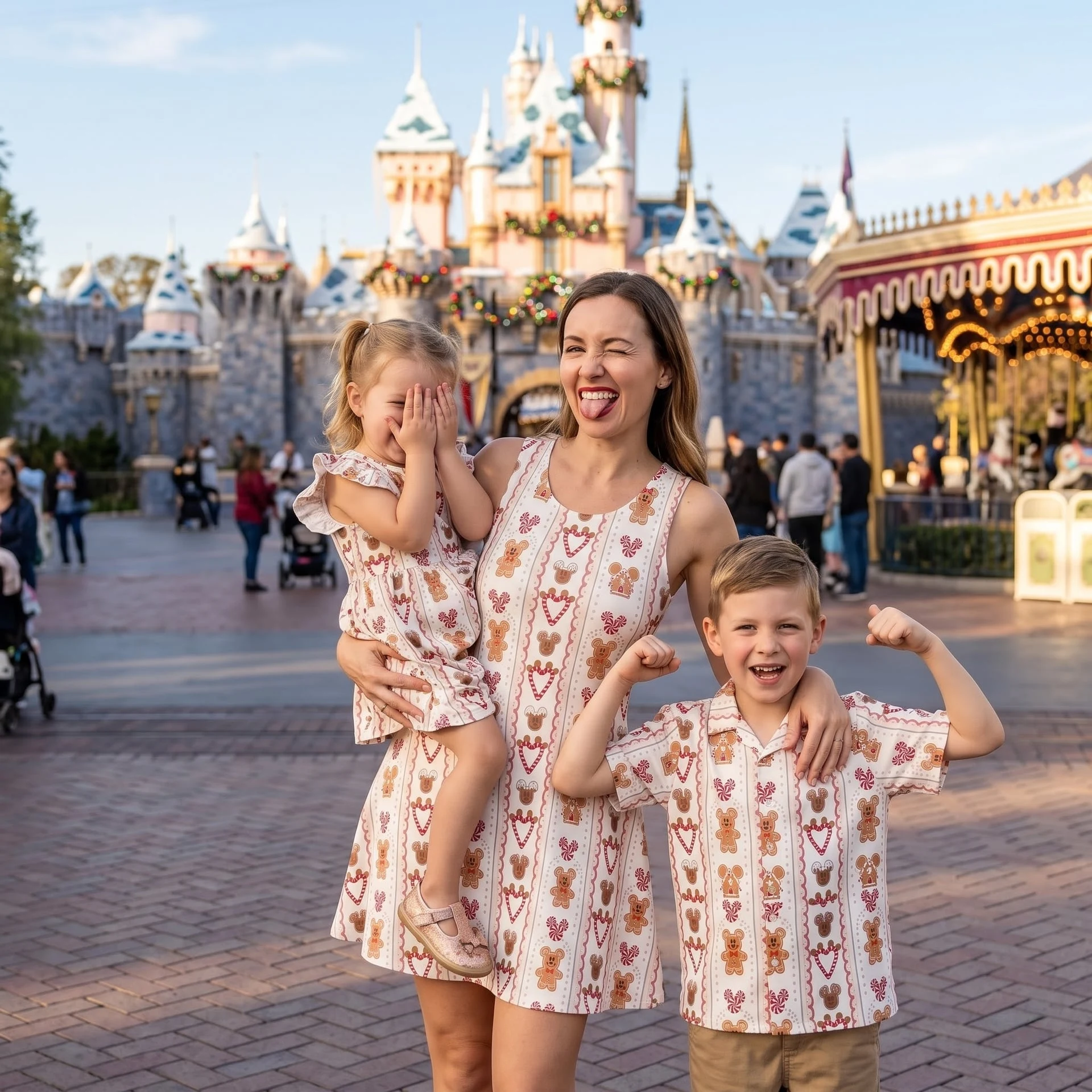 Disney Gingerbread Christmas Family Matching Outfit, Holiday Gingerbread Mickey Inspired Dress & Shirt Set, Family Theme Park Outfit - Image 3