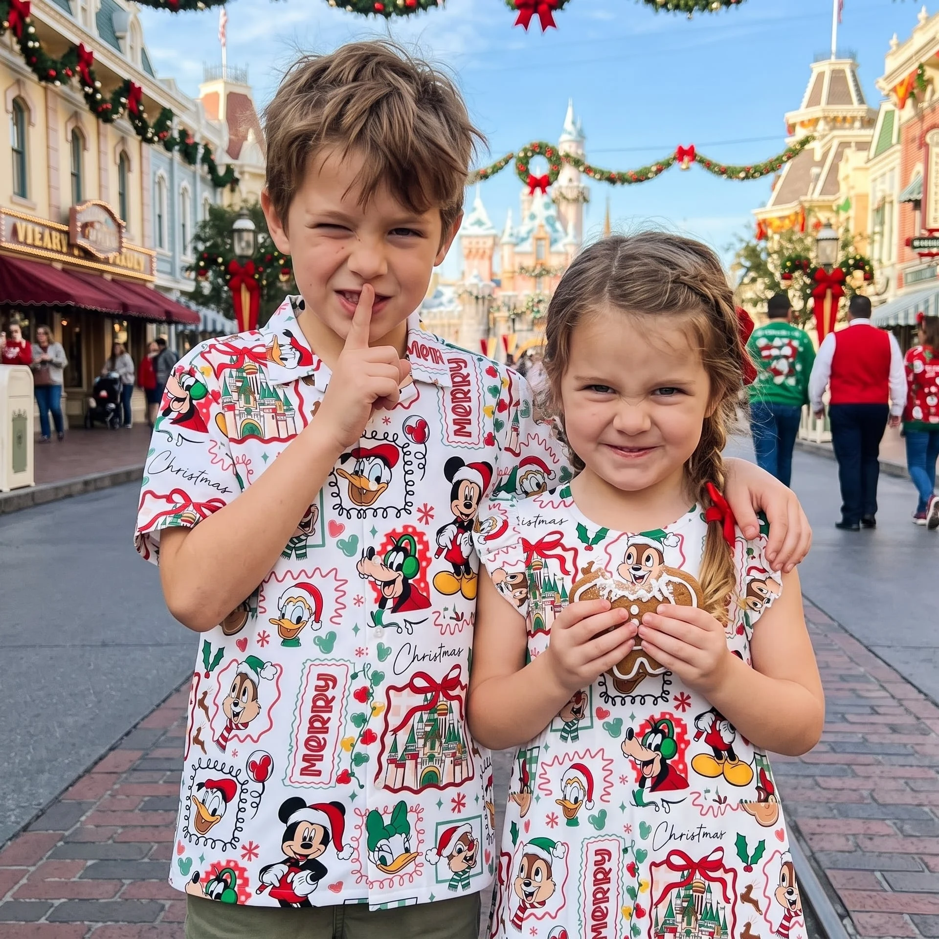 Mickey & Friends Christmas Family Matching Outfit, Holiday Character Print Mom Dress, Dad and Kids Shirts, Disney Christmas Park Family Outfit - Image 2