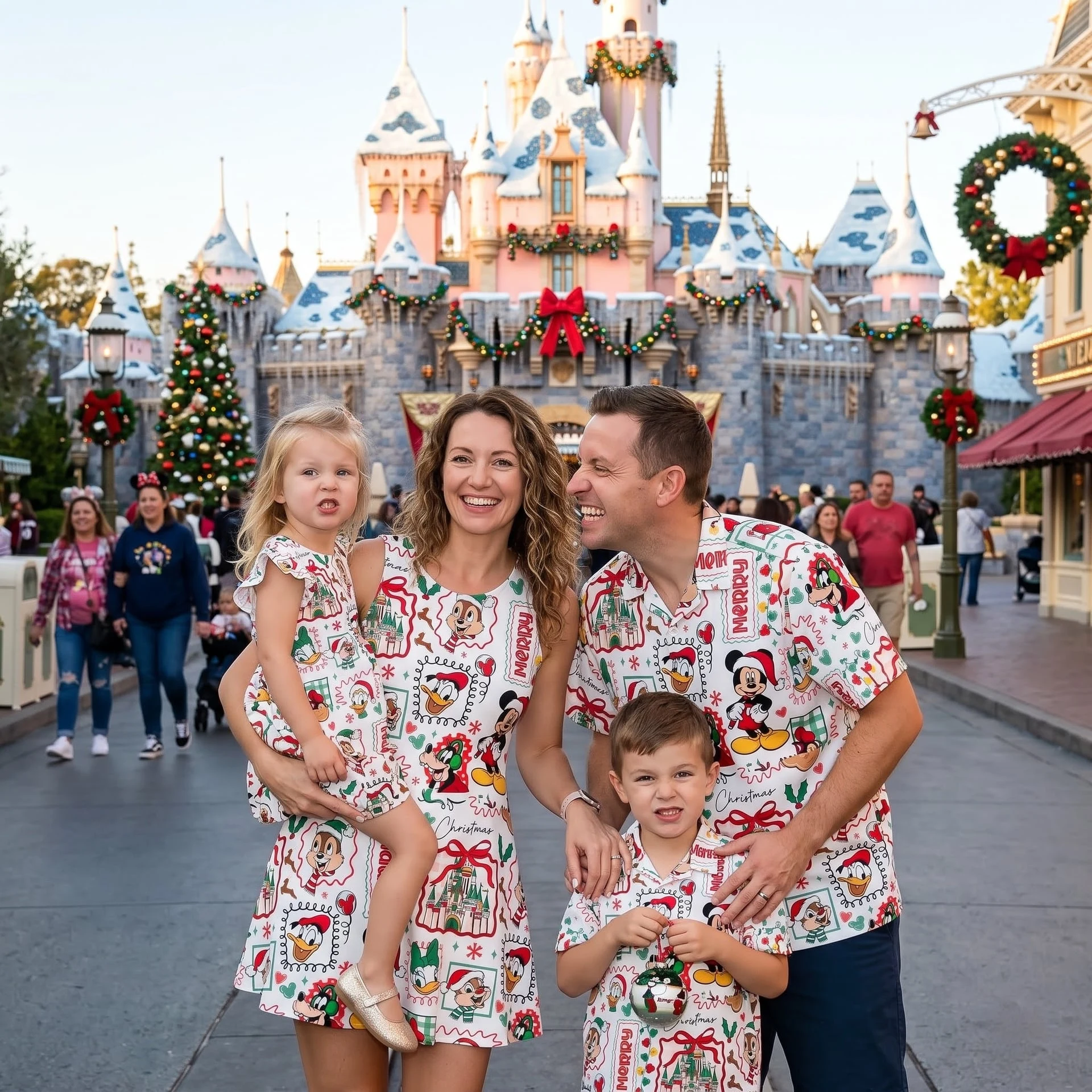 Mickey & Friends Christmas Family Matching Outfit, Holiday Character Print Mom Dress, Dad and Kids Shirts, Disney Christmas Park Family Outfit - Image 5