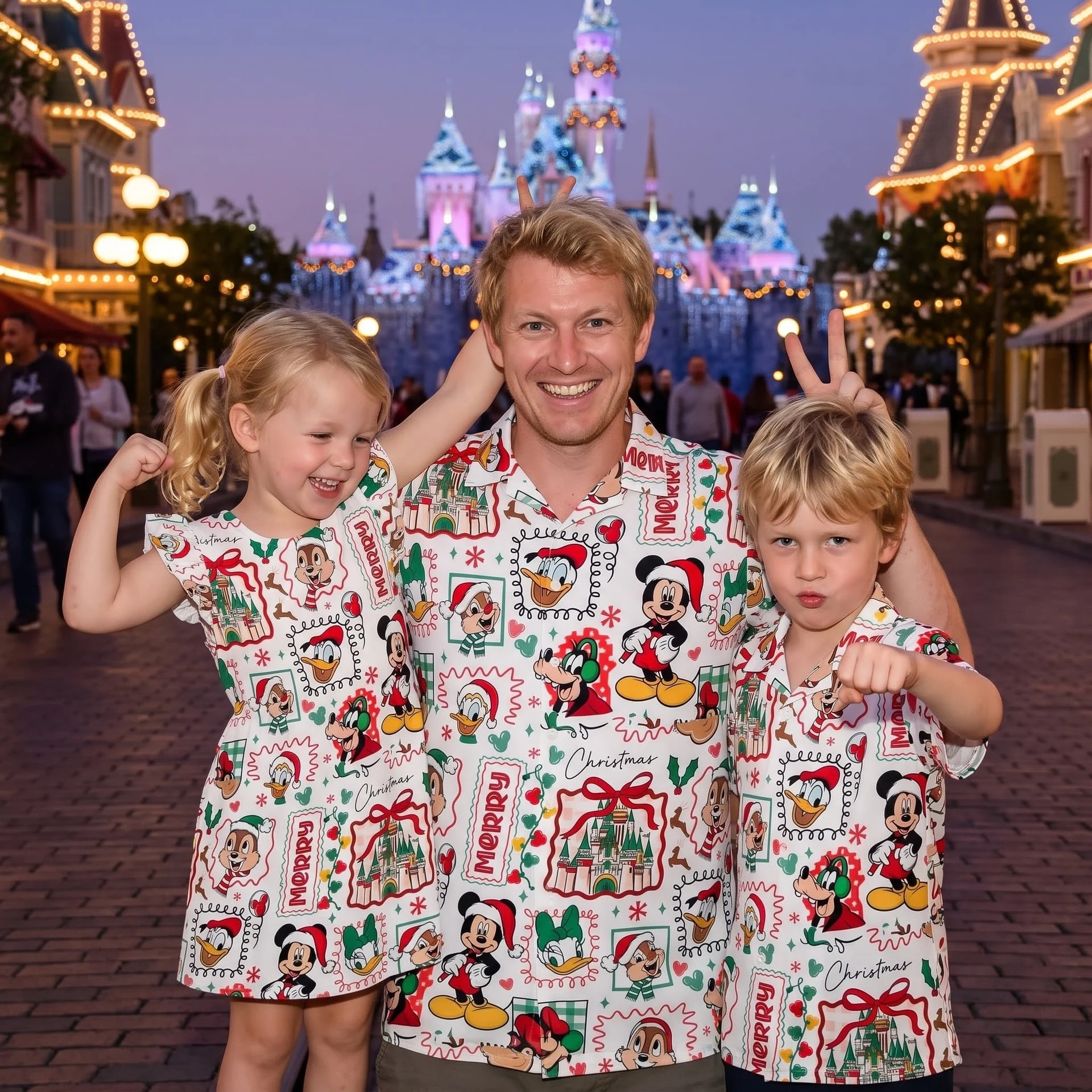 Mickey & Friends Christmas Family Matching Outfit, Holiday Character Print Mom Dress, Dad and Kids Shirts, Disney Christmas Park Family Outfit - Image 3