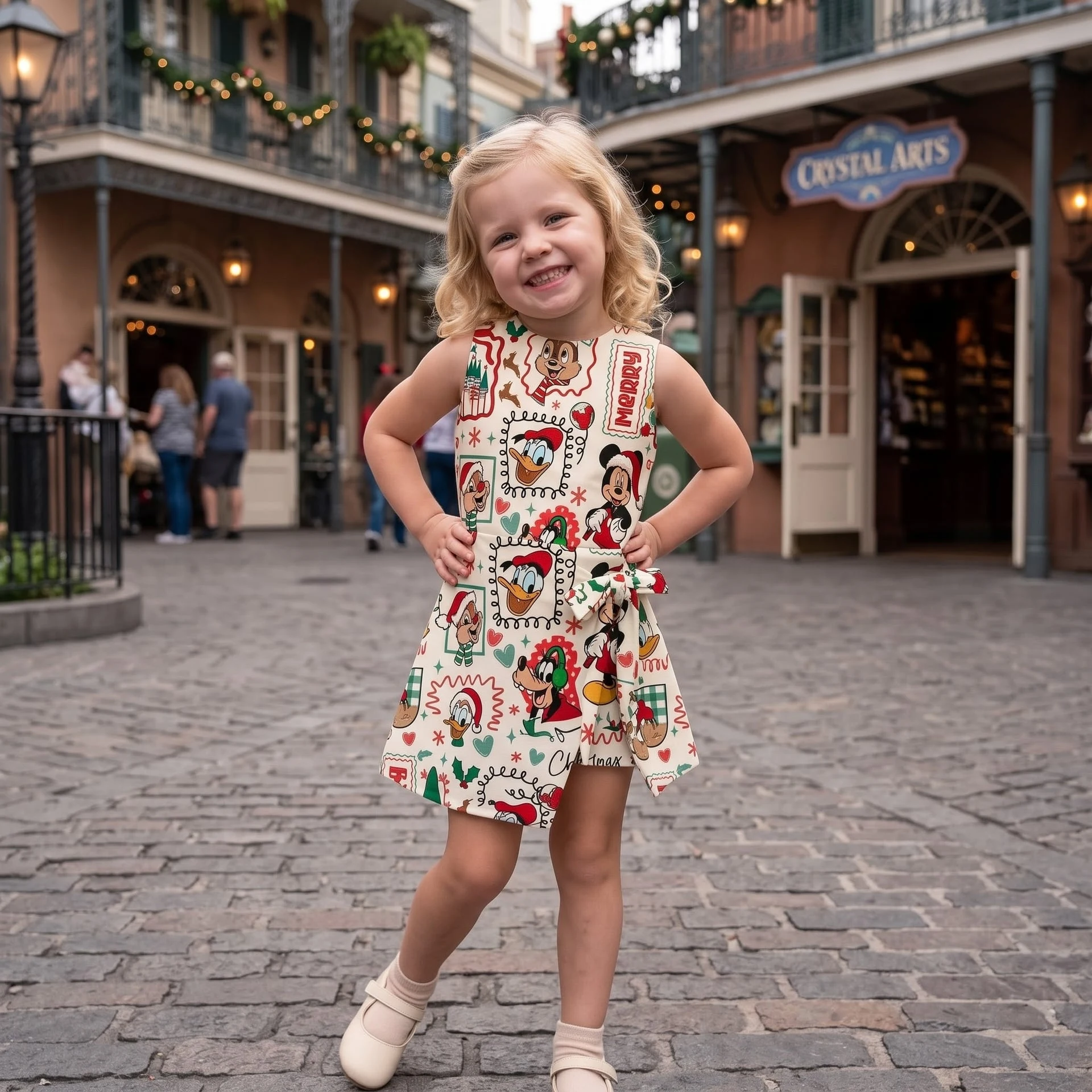 Mickey & Friends Christmas Tennis Dress, Mom and Daughter Matching Holiday Character Print Tennis Dress Outfit, Disney Christmas Park Outfit - Image 4