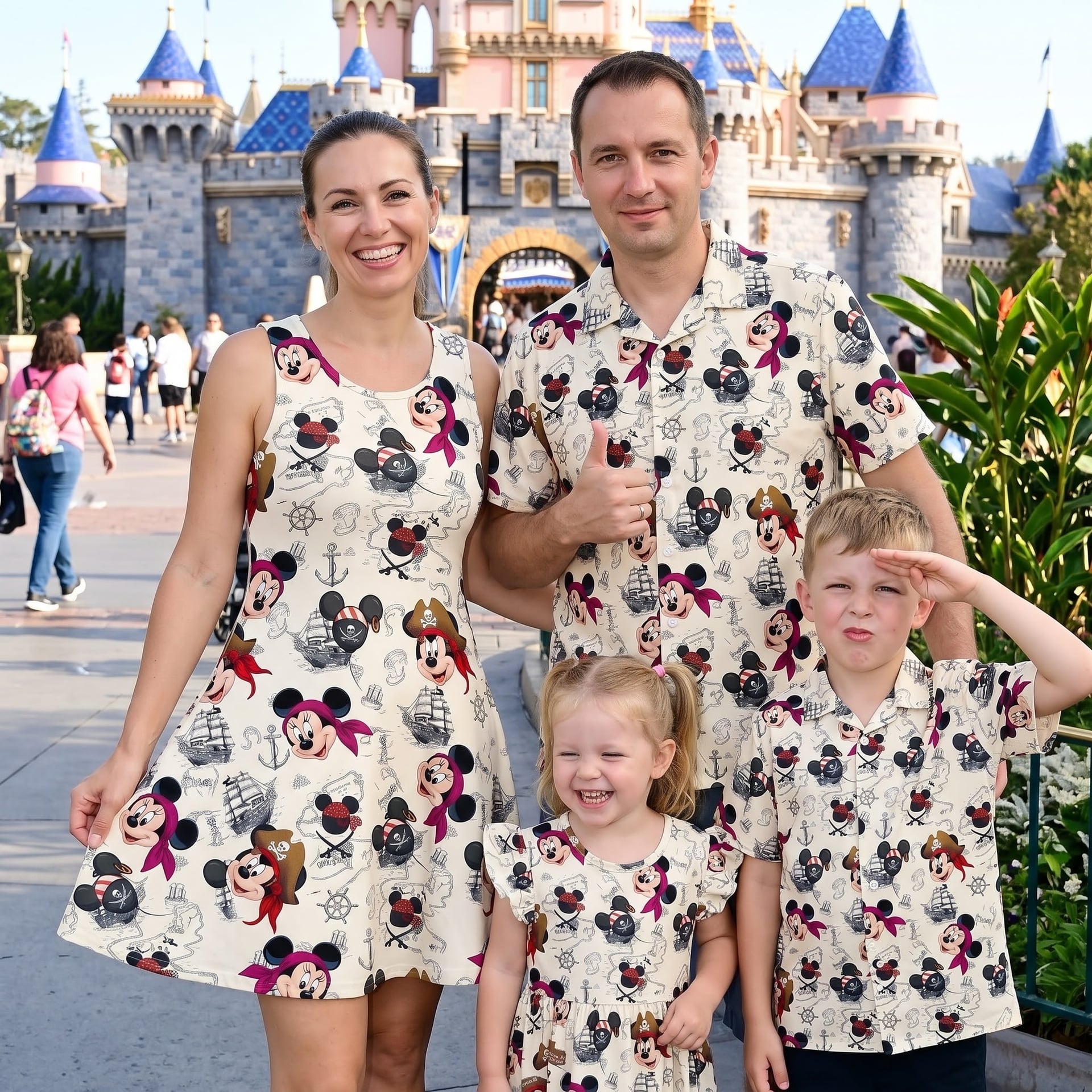 Disney Pirate Family Matching Outfit, Mickey & Minnie Pirate Dress and Hawaiian Shirt Set, Family Theme Park Vacation Outfit