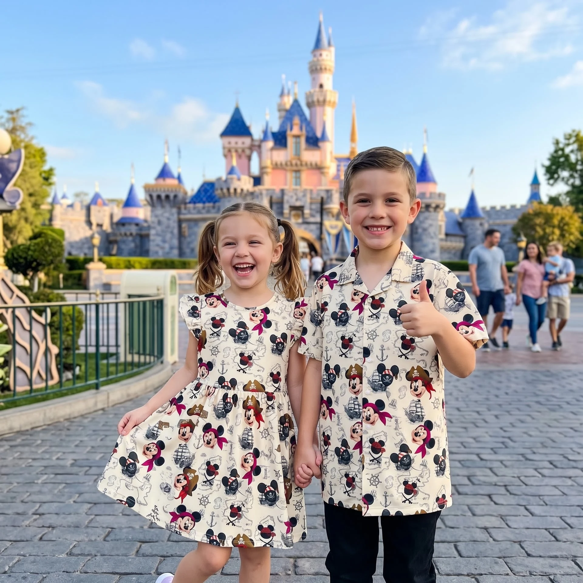 Disney Pirate Family Matching Outfit, Mickey & Minnie Pirate Dress and Hawaiian Shirt Set, Family Theme Park Vacation Outfit - Image 4