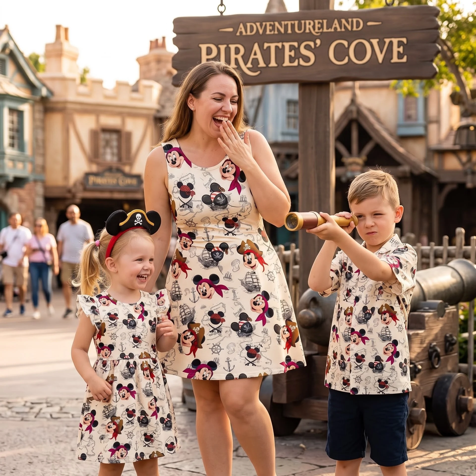 Disney Pirate Family Matching Outfit, Mickey & Minnie Pirate Dress and Hawaiian Shirt Set, Family Theme Park Vacation Outfit - Image 5