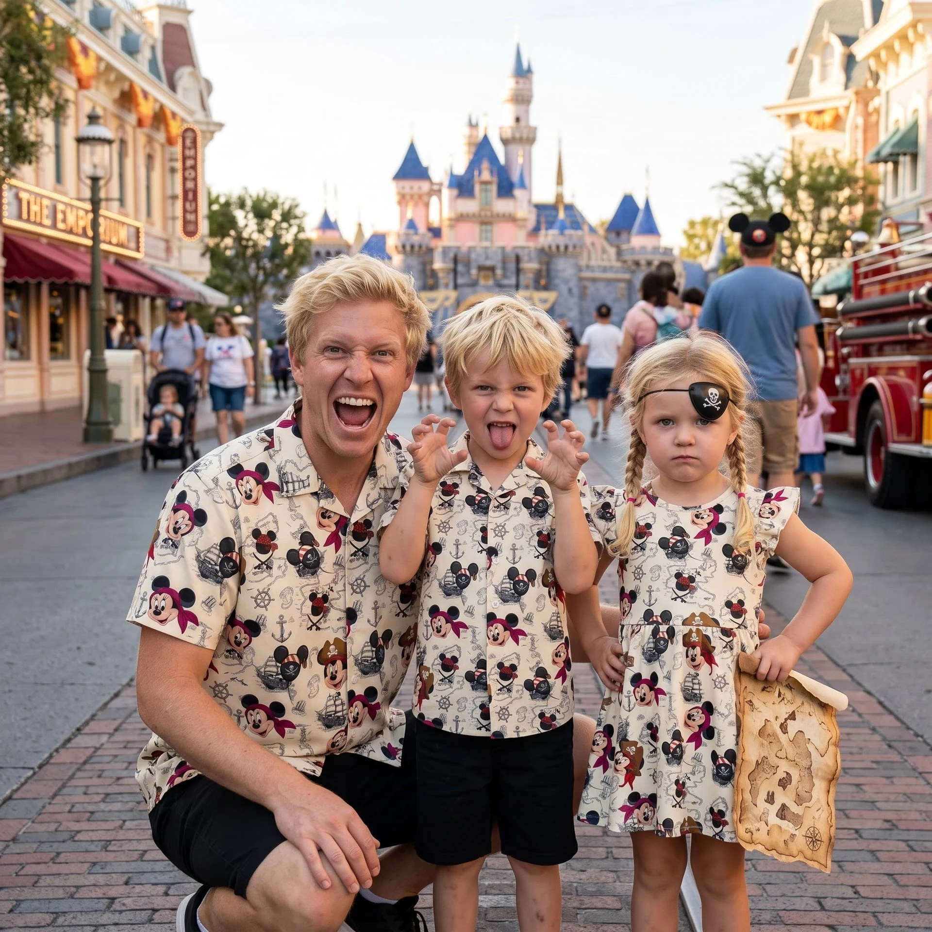 Disney Pirate Family Matching Outfit, Mickey & Minnie Pirate Dress and Hawaiian Shirt Set, Family Theme Park Vacation Outfit - Image 2
