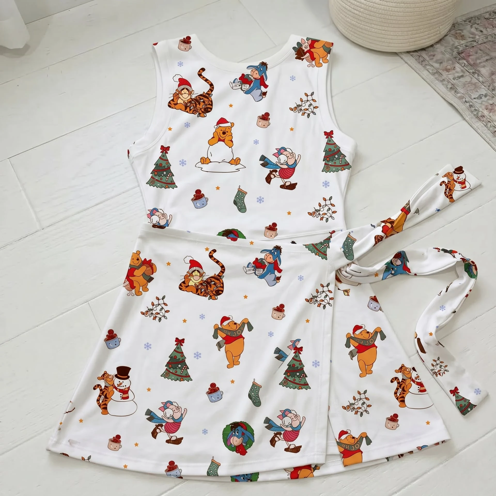 Disney Winnie the Pooh Christmas Tennis Dress, Holiday Character Wrap Dress, Festive Theme Park Outfit - Image 2