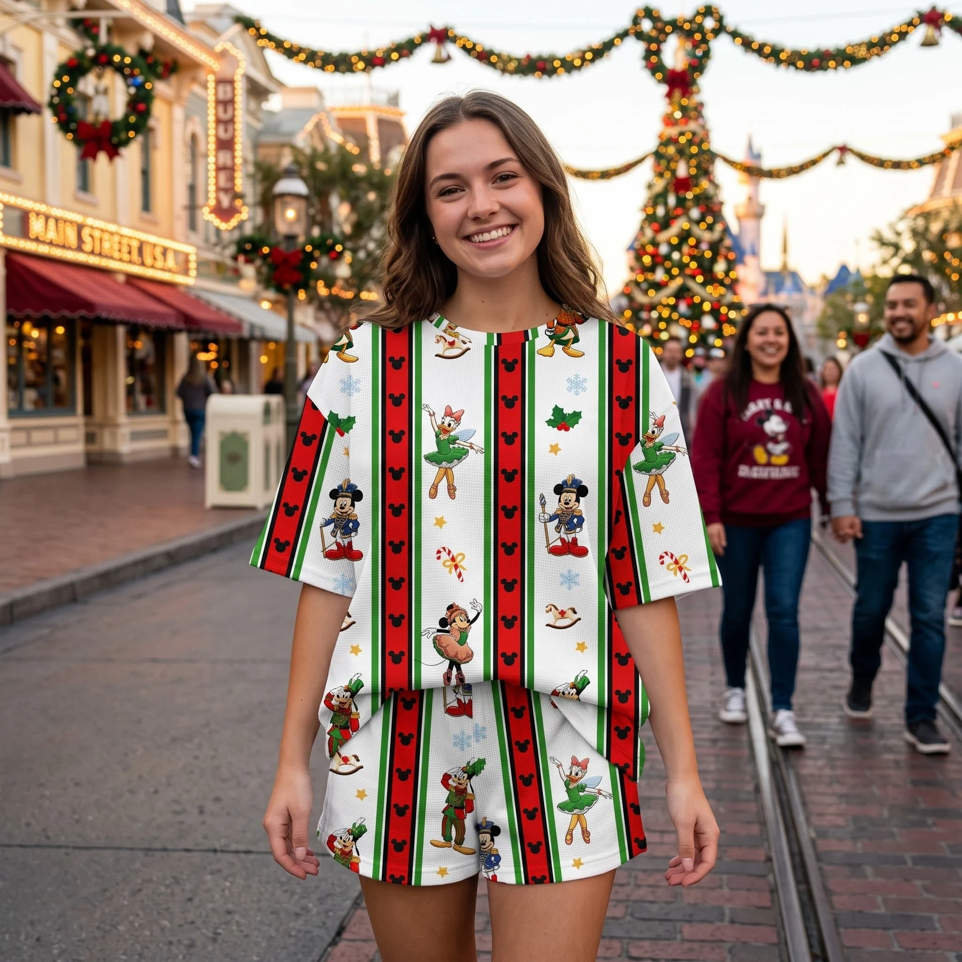 Disney Christmas Nutcracker Waffle Shirt and Shorts Set, Holiday Character Outfit, Festive Theme Park Set - Image 4